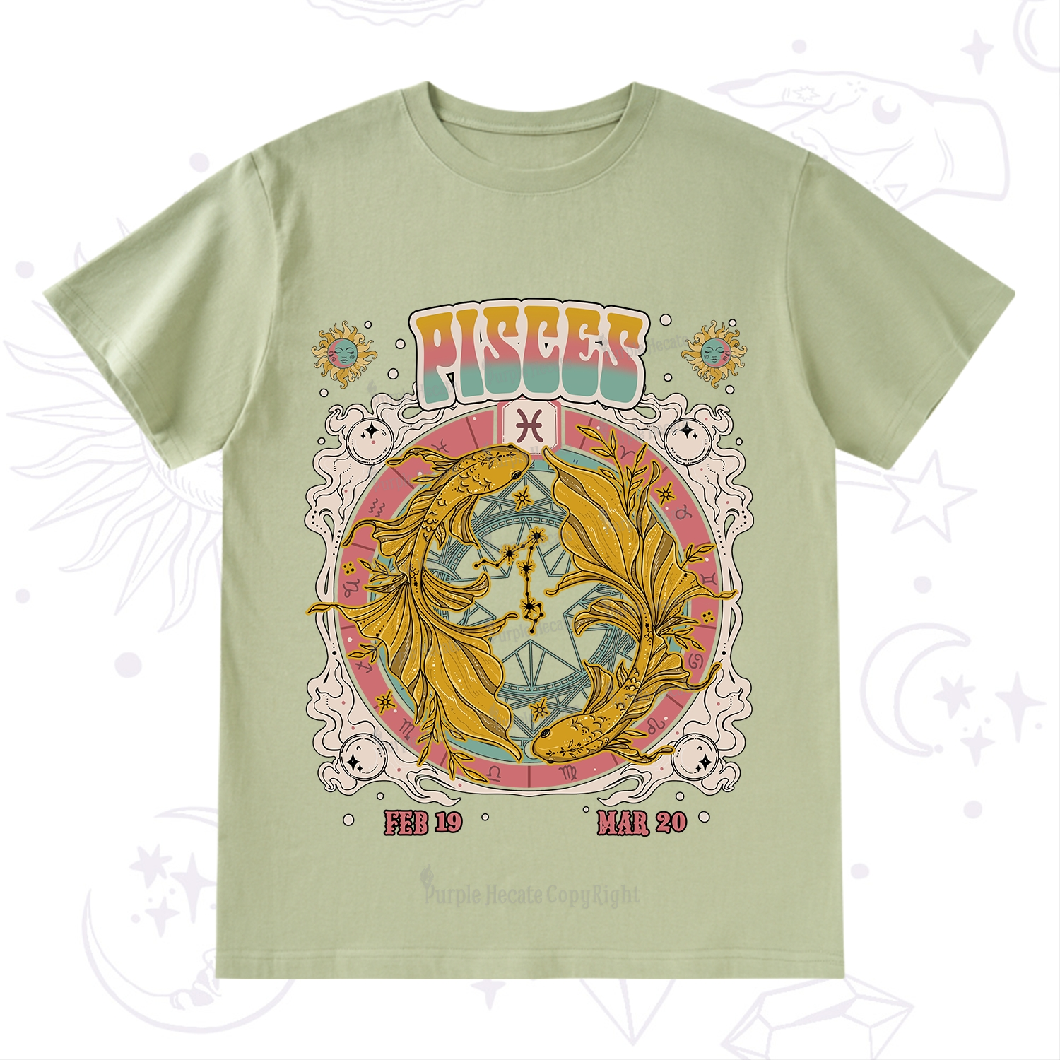 Purplehecate Pisces Cosmic Zodiac T-Shirt