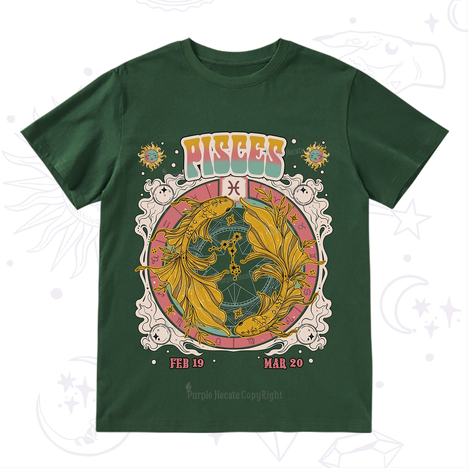 Purplehecate Pisces Cosmic Zodiac T-Shirt