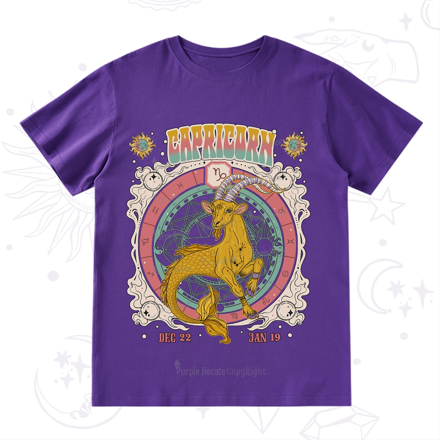 Purplehecate Capricorn Cosmic Zodiac T-Shirt