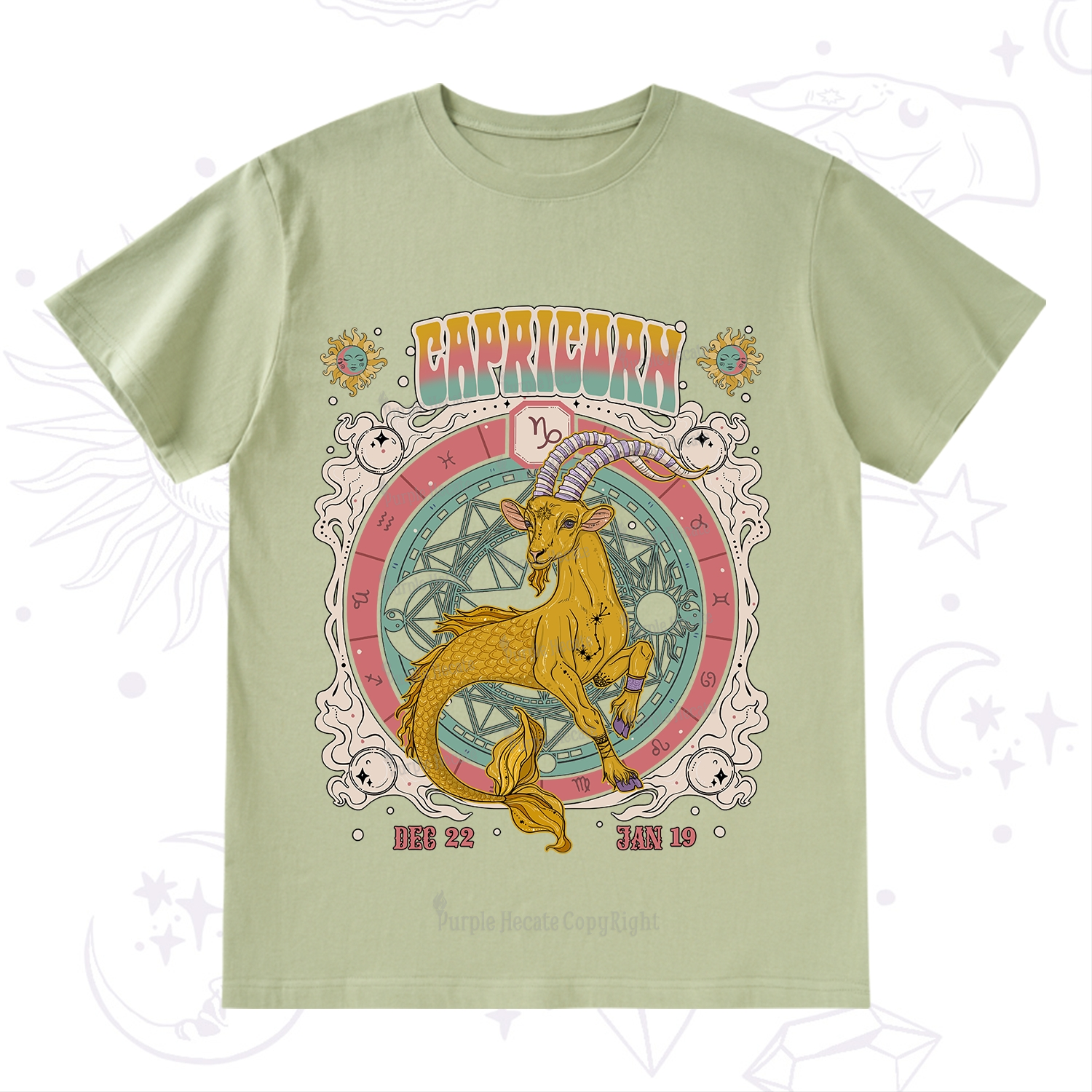 Purplehecate Capricorn Cosmic Zodiac T-Shirt