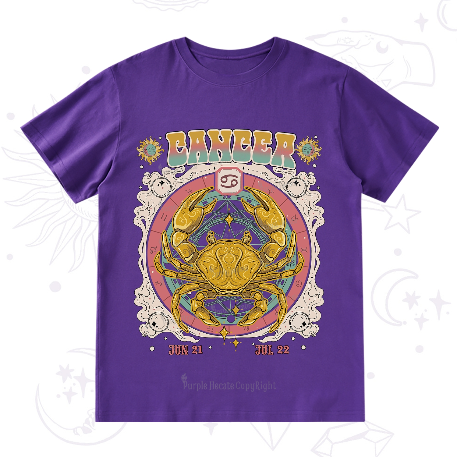 Purplehecate Cancer Cosmic Zodiac T-Shirt