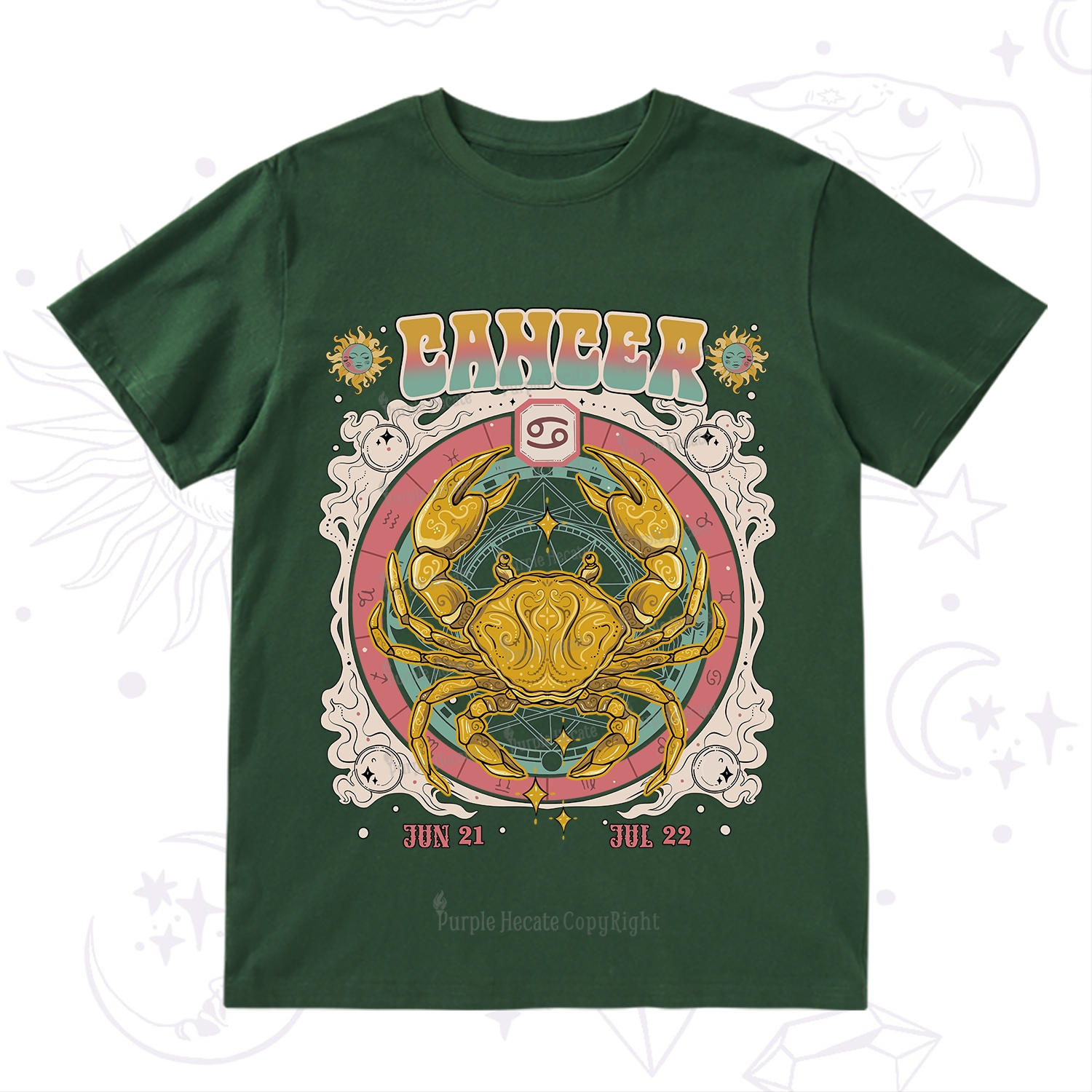 Purplehecate Cancer Cosmic Zodiac T-Shirt