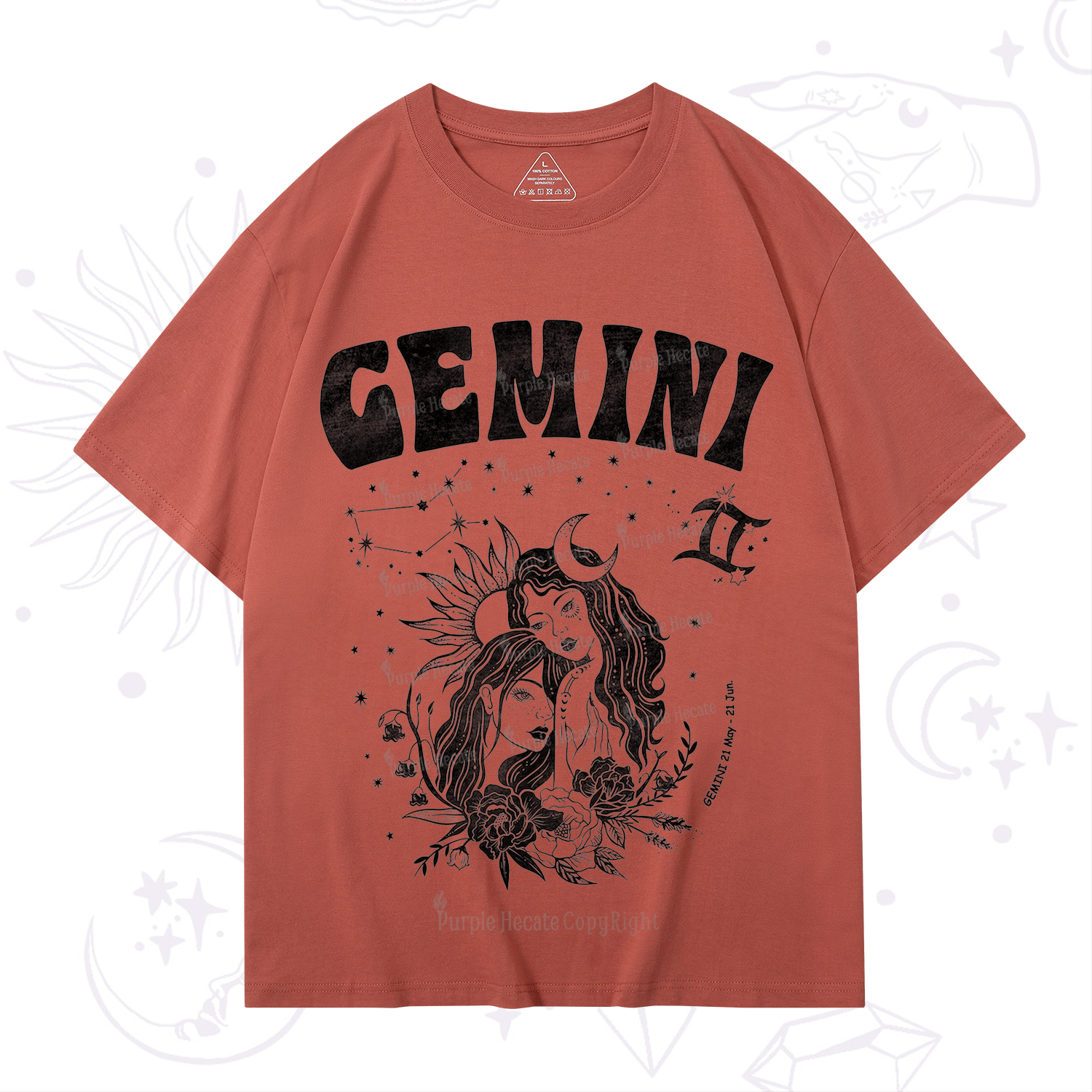 Purplehecate Gemini Zodiac Glyphs  T-Shirt