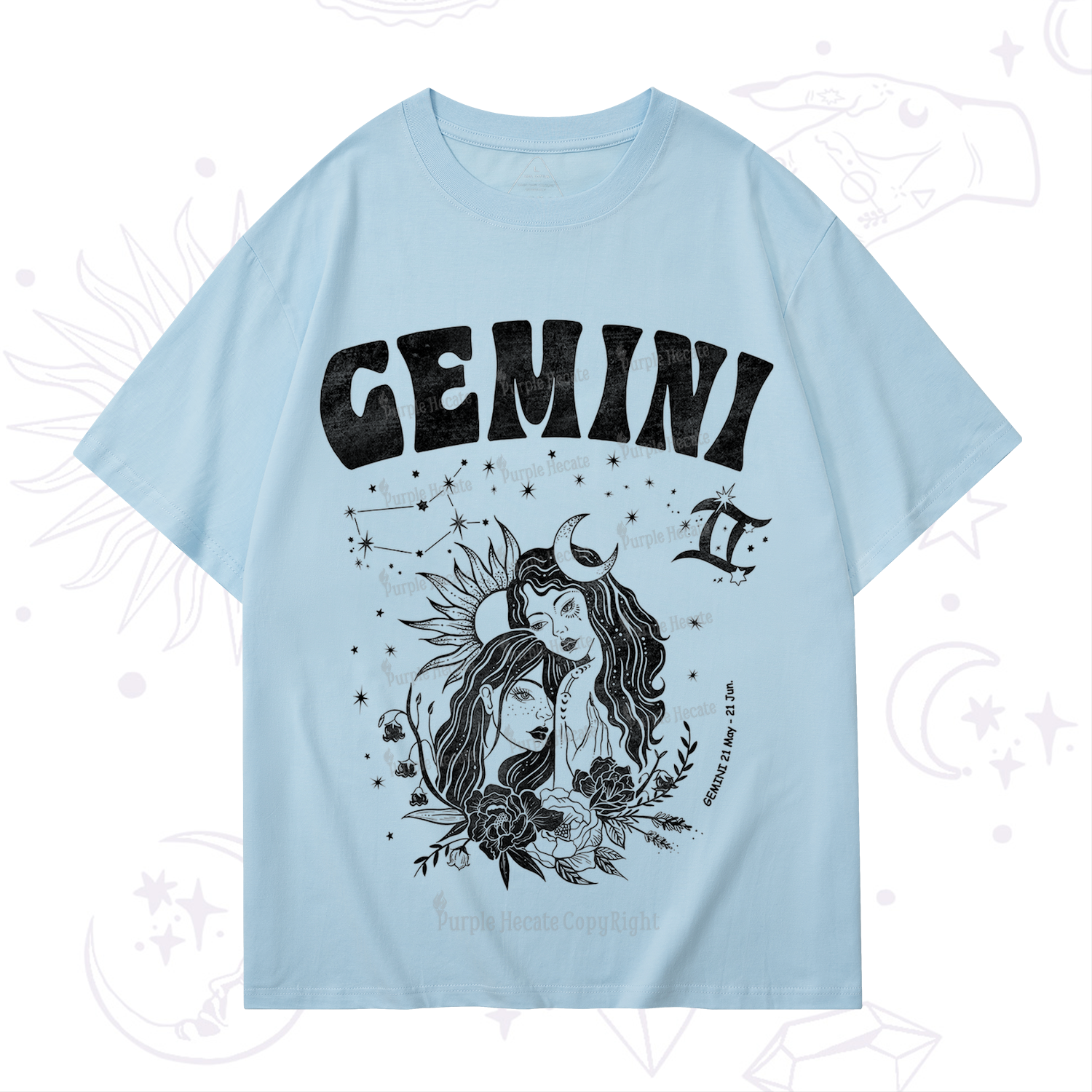 Purplehecate Gemini Zodiac Glyphs  T-Shirt