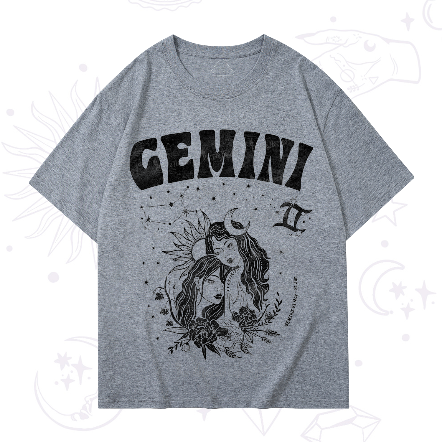 Purplehecate Gemini Zodiac Glyphs  T-Shirt