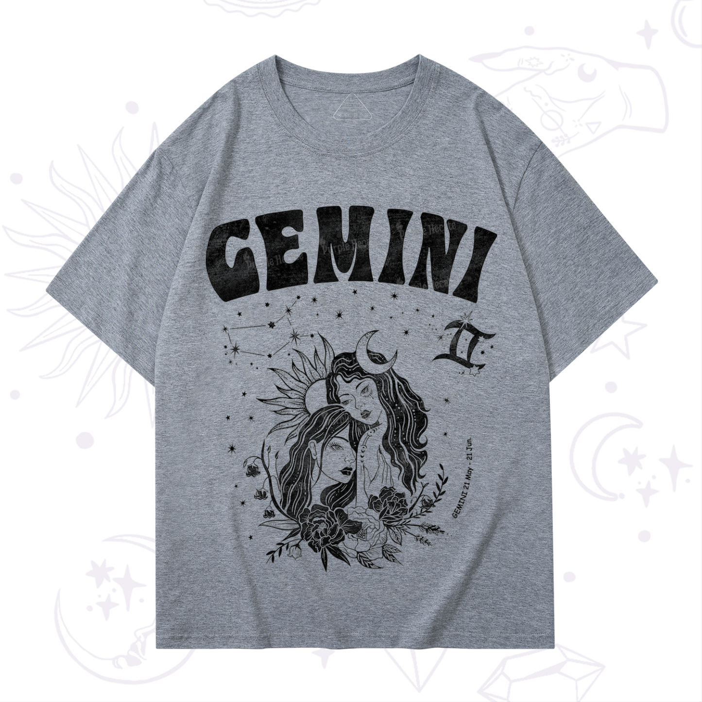 Purplehecate Gemini Zodiac Glyphs  T-Shirt