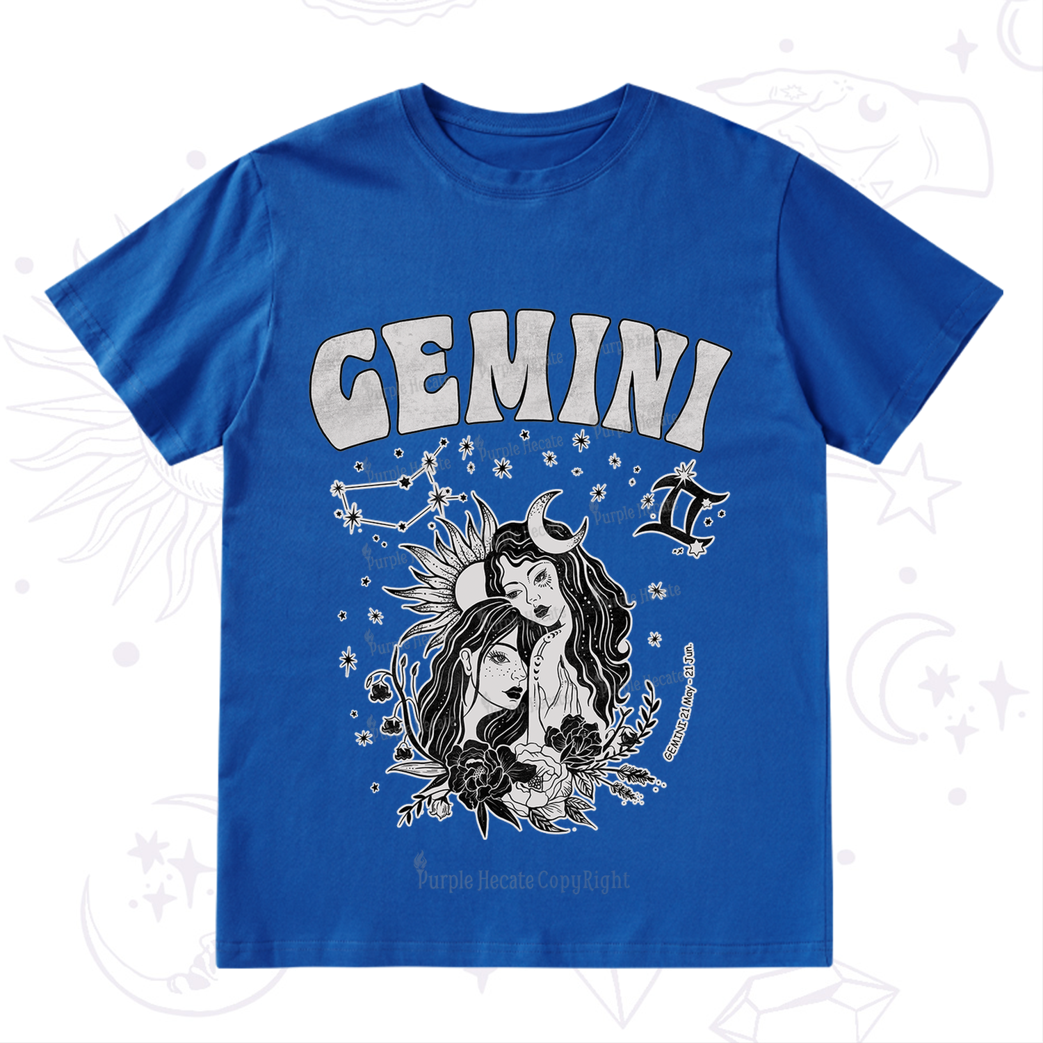 Purplehecate Gemini Zodiac Glyphs  T-Shirt