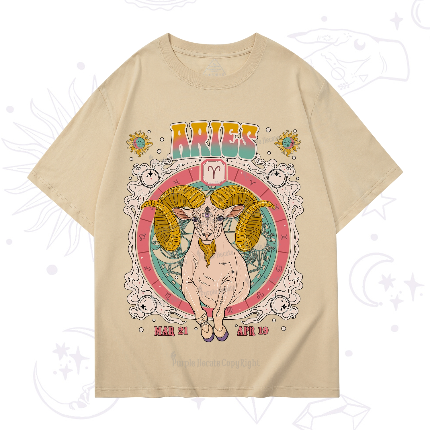 Purplehecate Aries Cosmic Zodiac T-Shirt