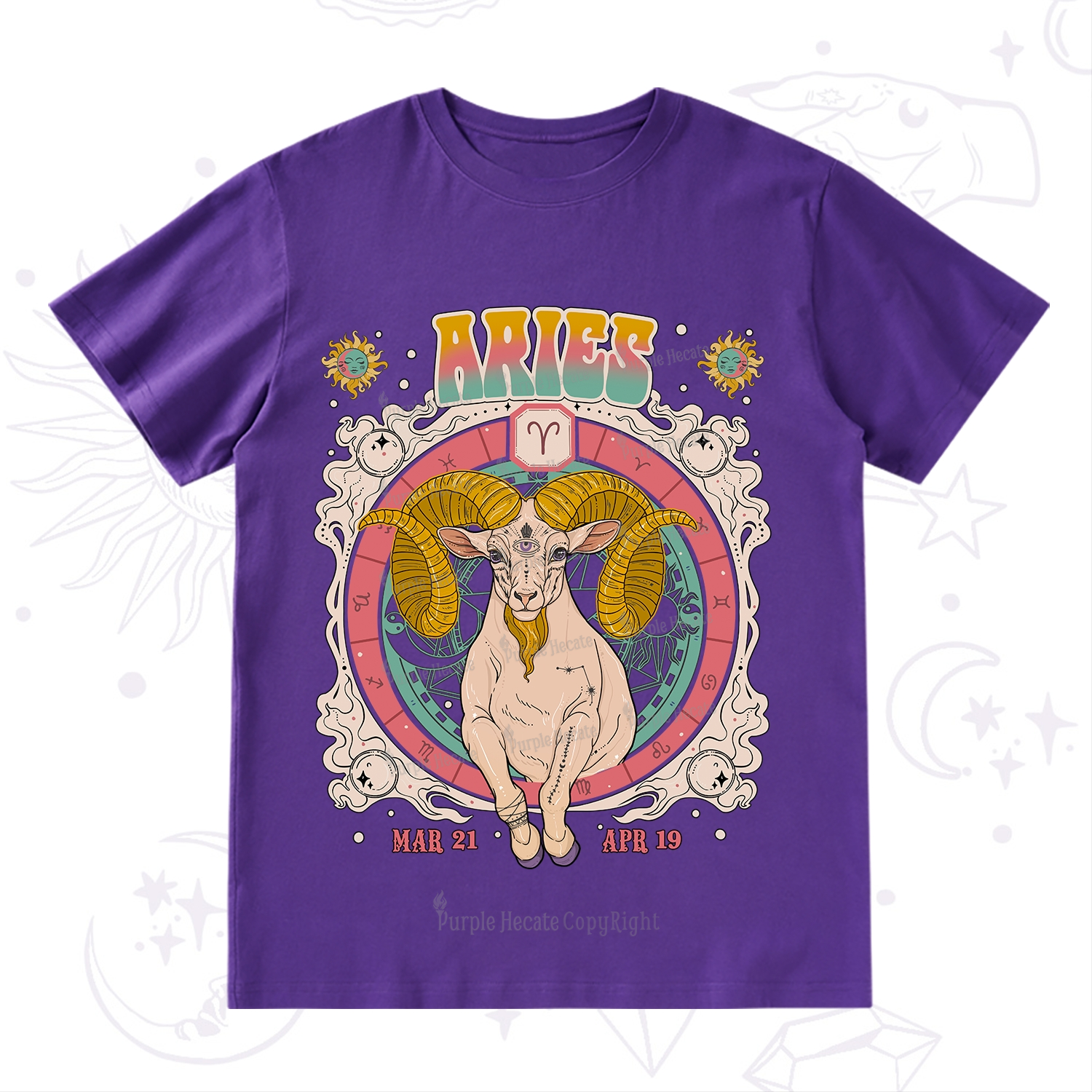Purplehecate Aries Cosmic Zodiac T-Shirt
