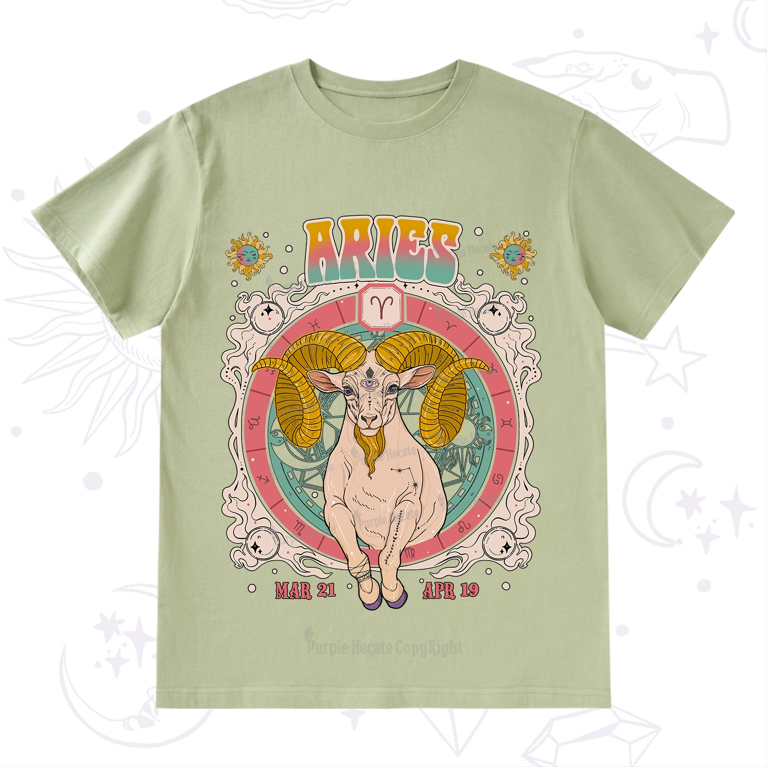 Purplehecate Aries Cosmic Zodiac T-Shirt
