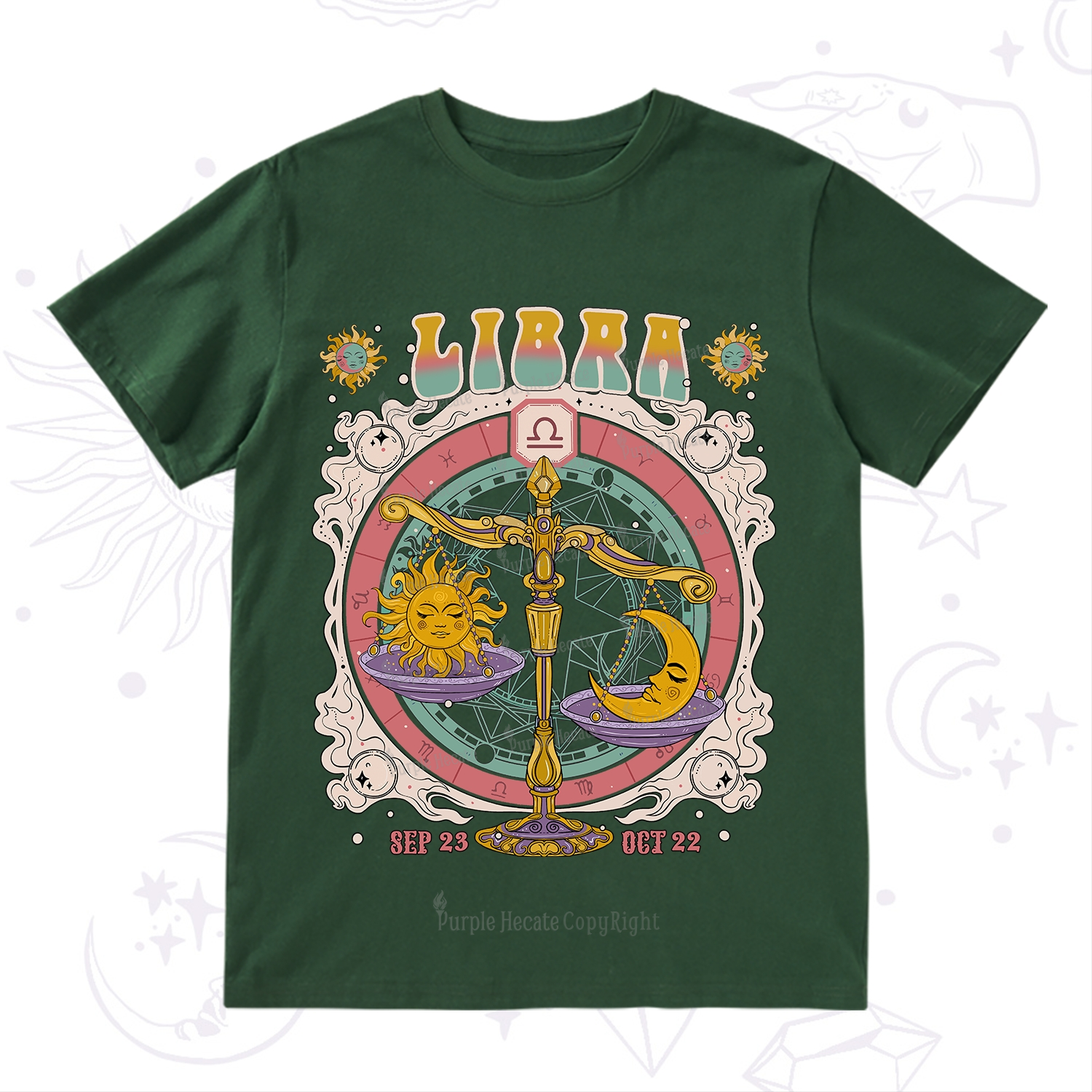 Purplehecate Libra Cosmic Zodiac T-Shirt