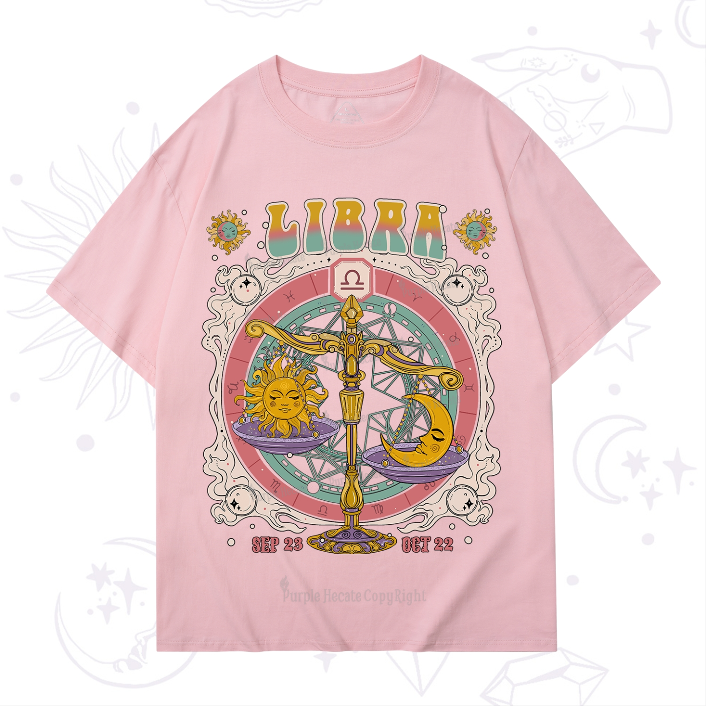 Purplehecate Libra Cosmic Zodiac T-Shirt