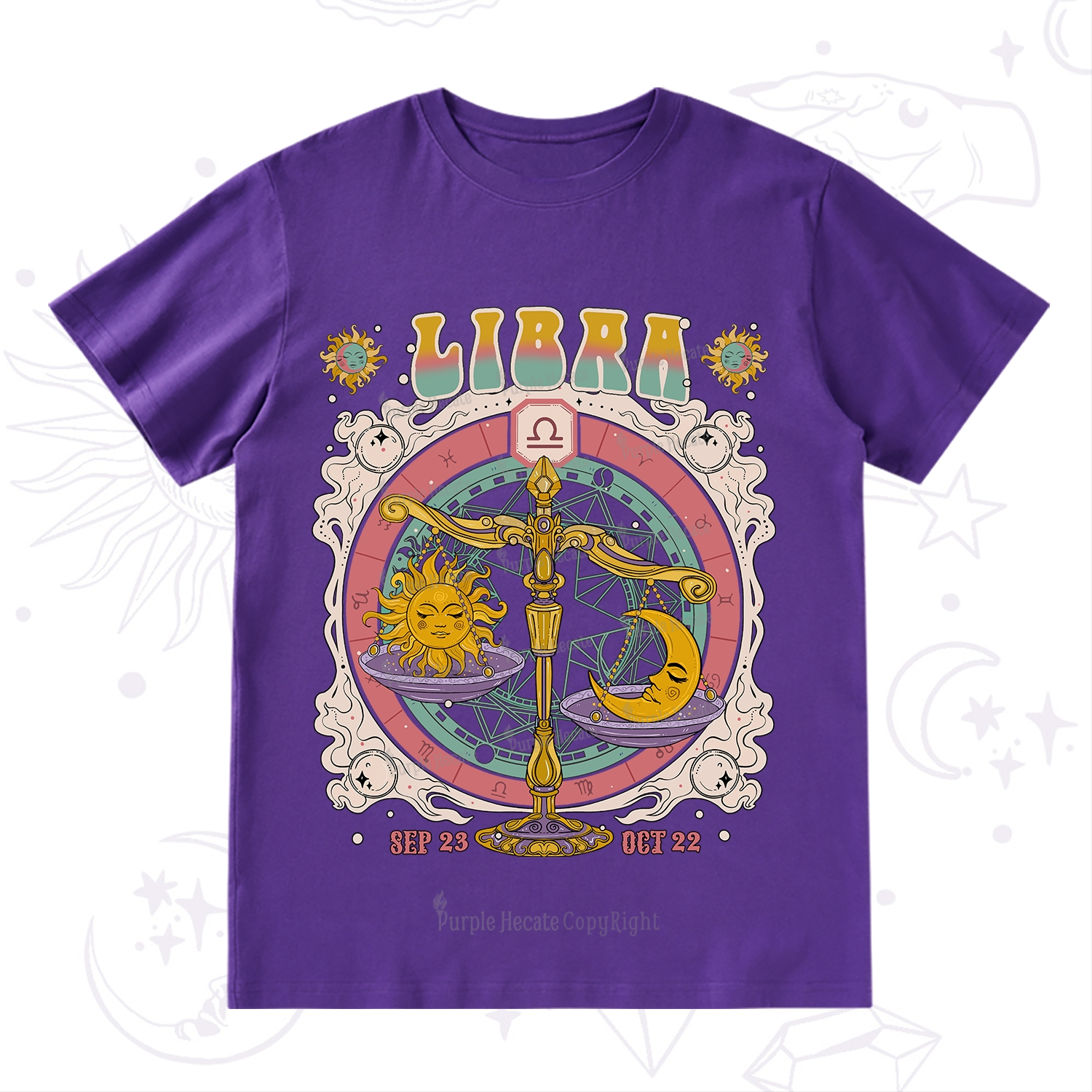 Purplehecate Libra Cosmic Zodiac T-Shirt