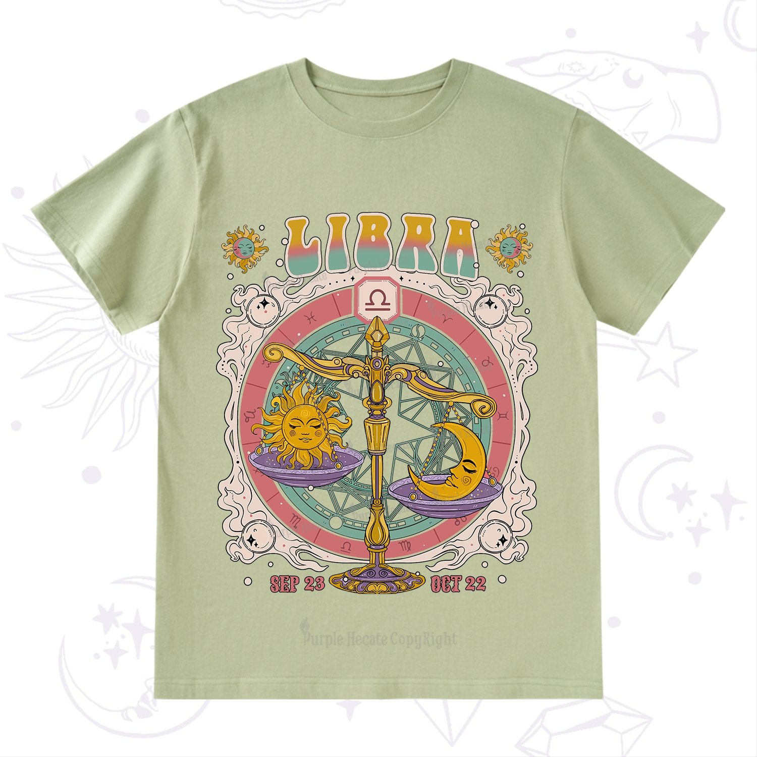 Purplehecate Libra Cosmic Zodiac T-Shirt