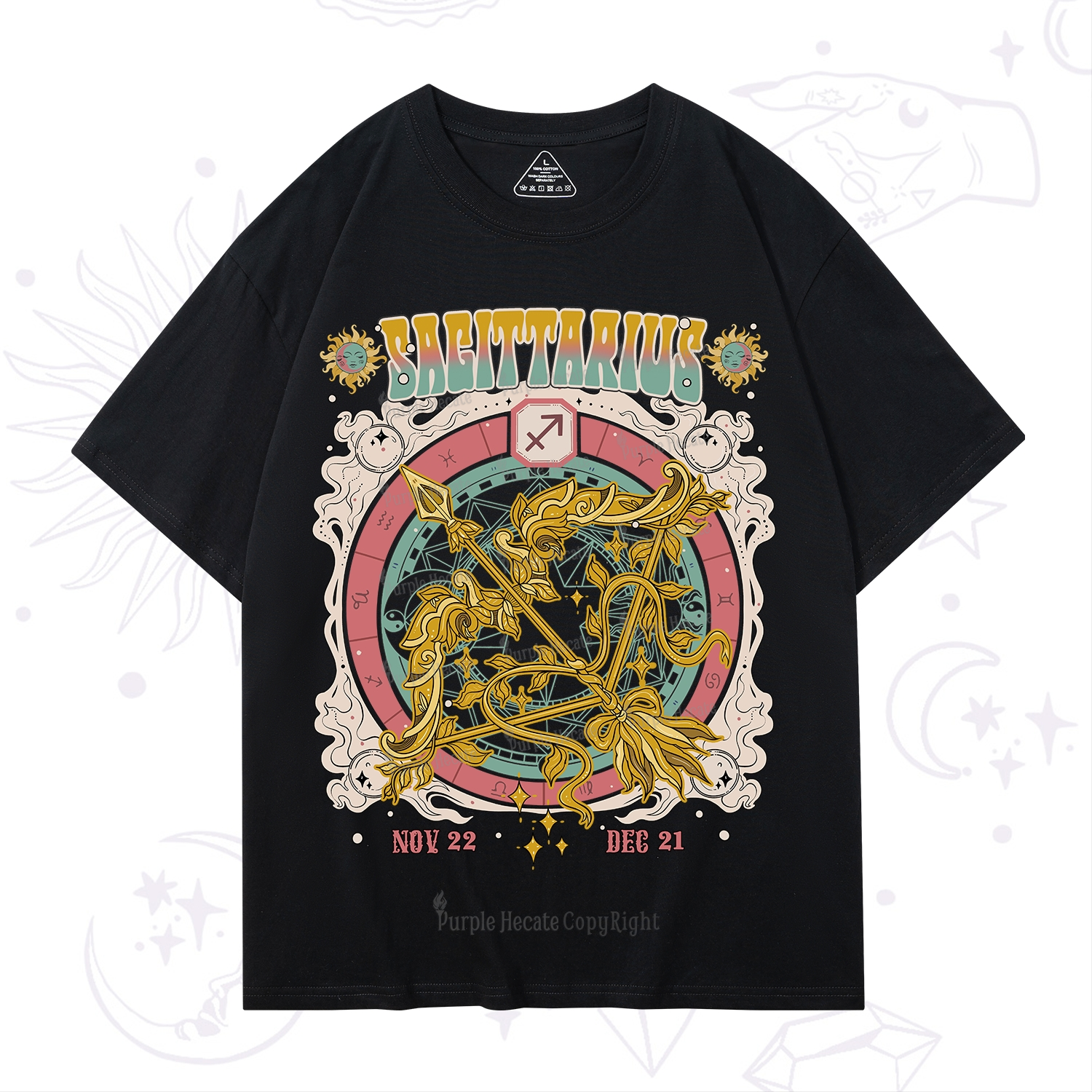 Purplehecate Sagittarius Cosmic Zodiac T-Shirt