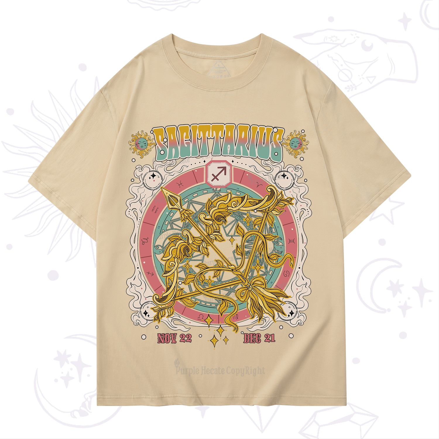 Purplehecate Sagittarius Cosmic Zodiac T-Shirt