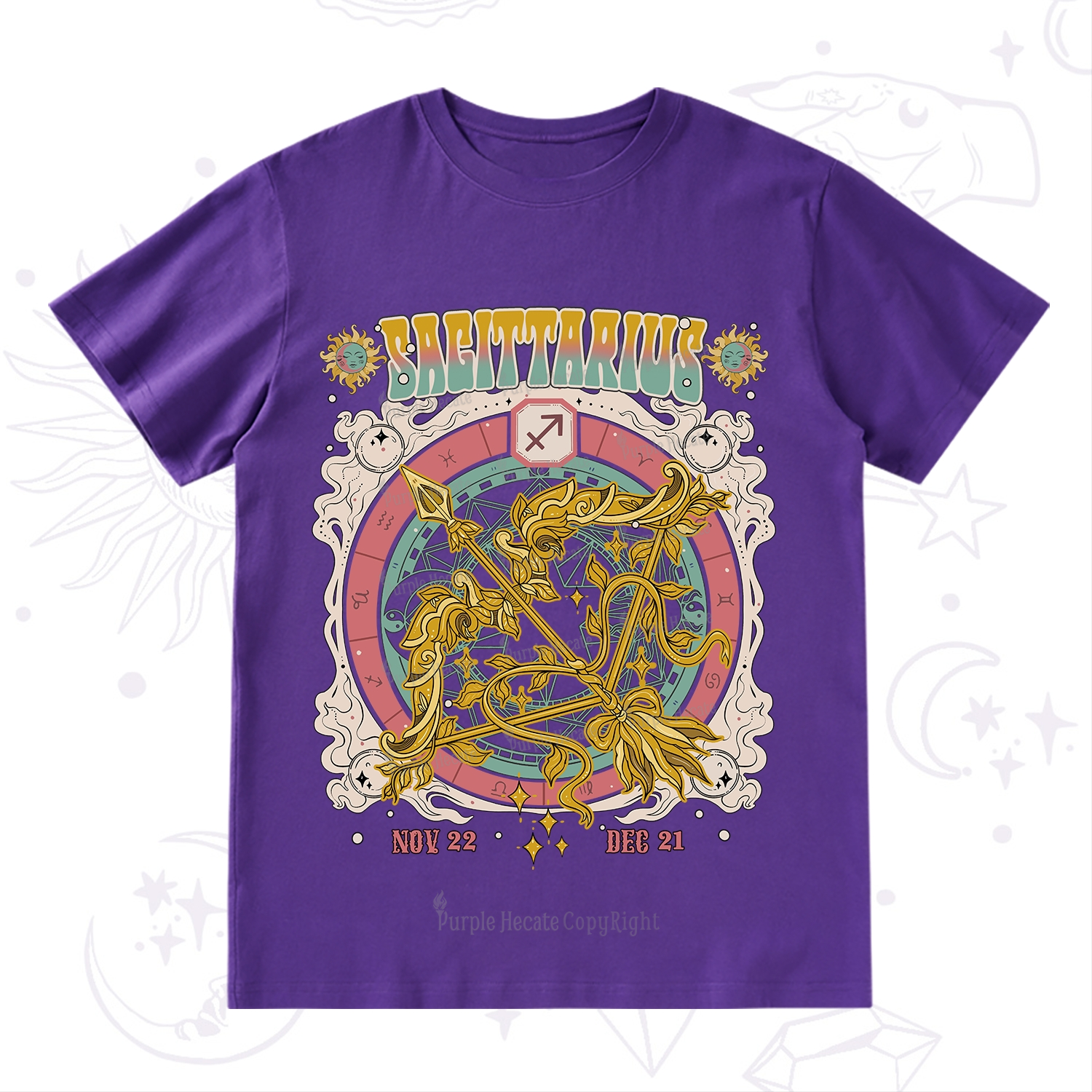 Purplehecate Sagittarius Cosmic Zodiac T-Shirt