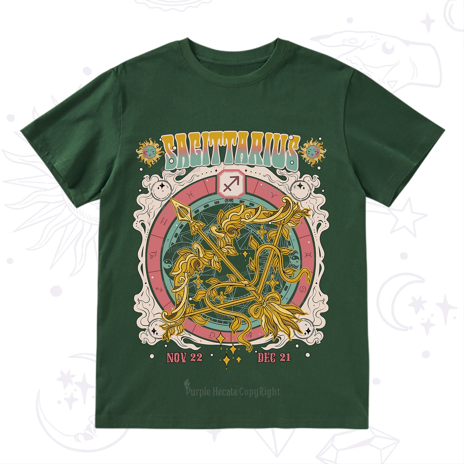 Purplehecate Sagittarius Cosmic Zodiac T-Shirt