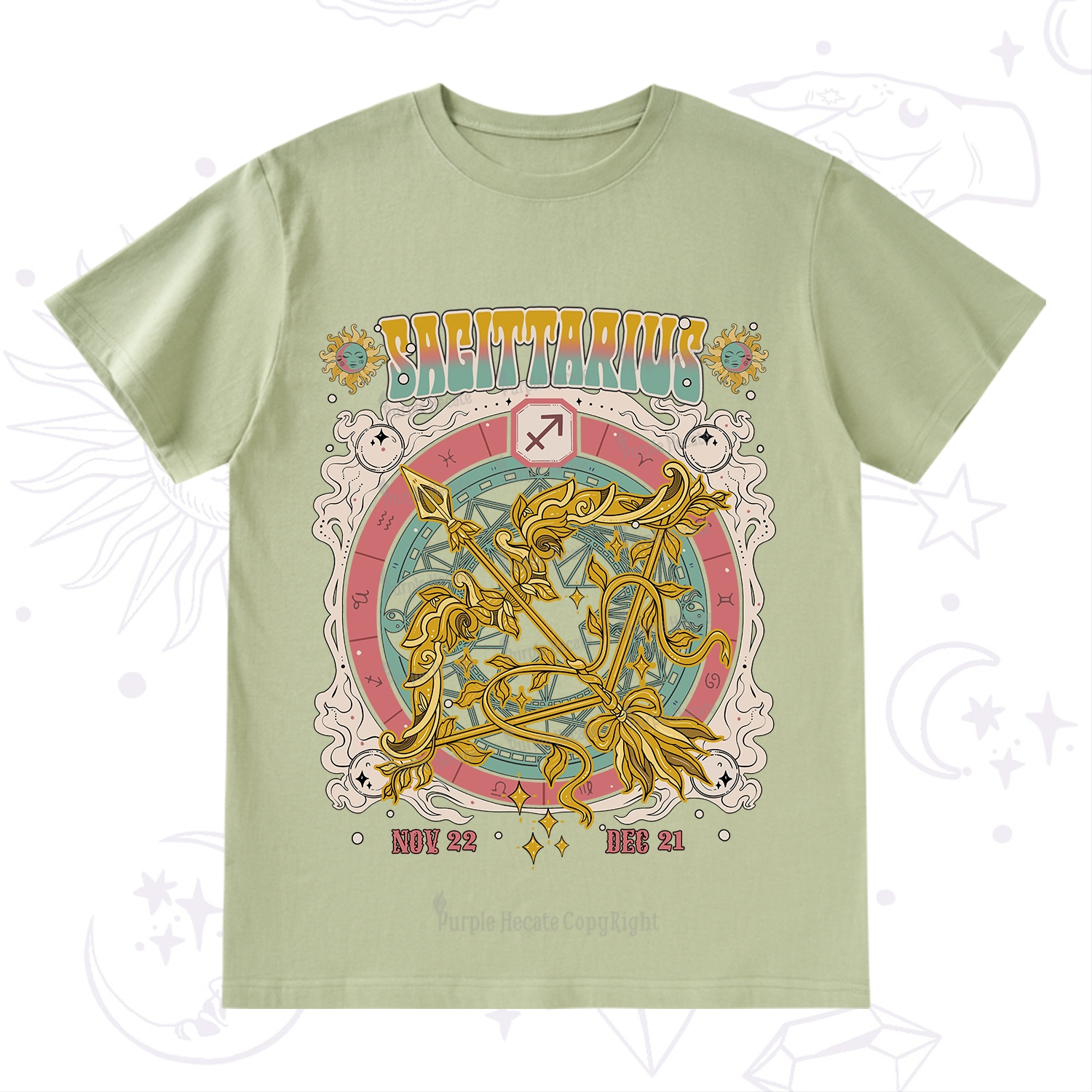 Purplehecate Sagittarius Cosmic Zodiac T-Shirt