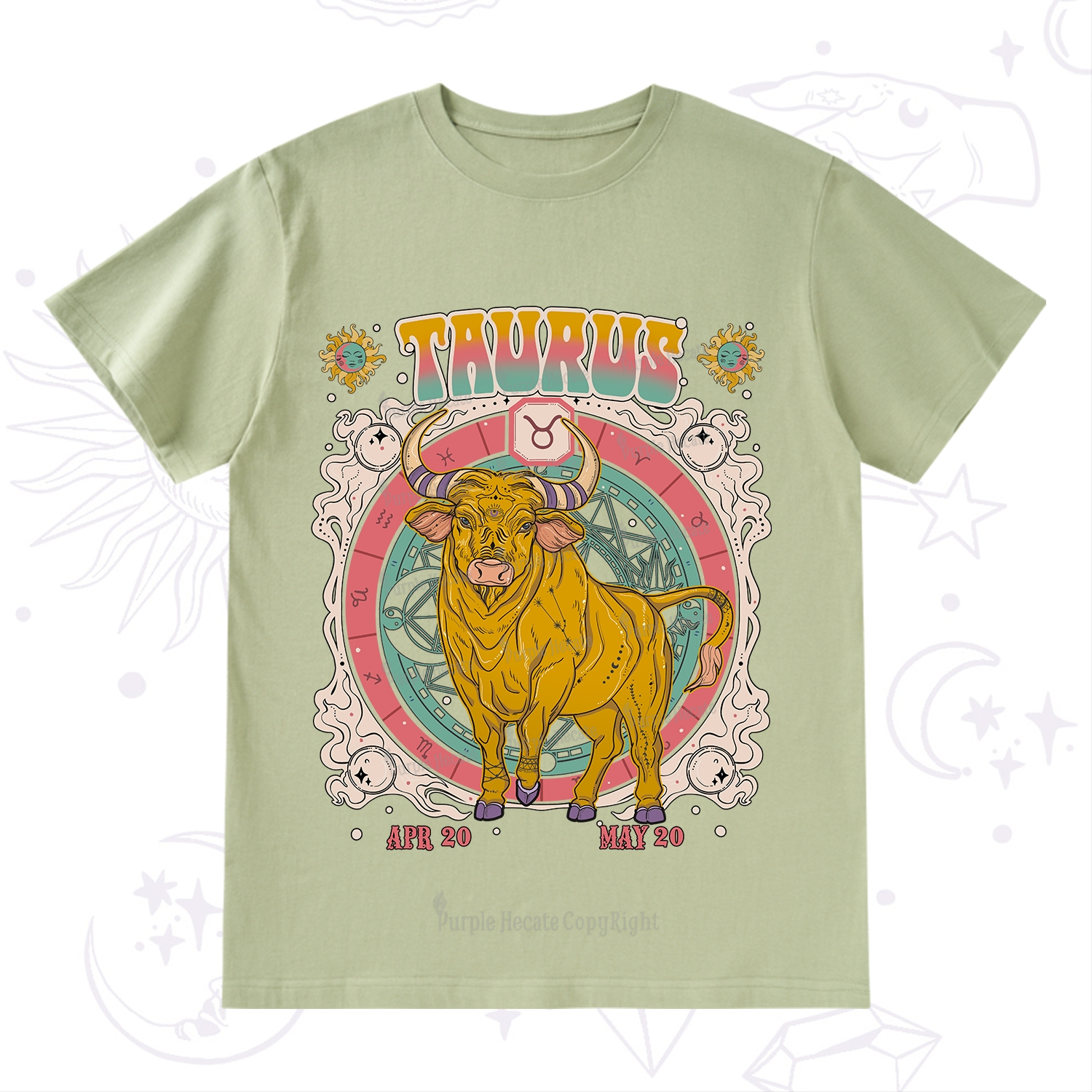 Purplehecate Taurus Cosmic Zodiac  T-Shirt