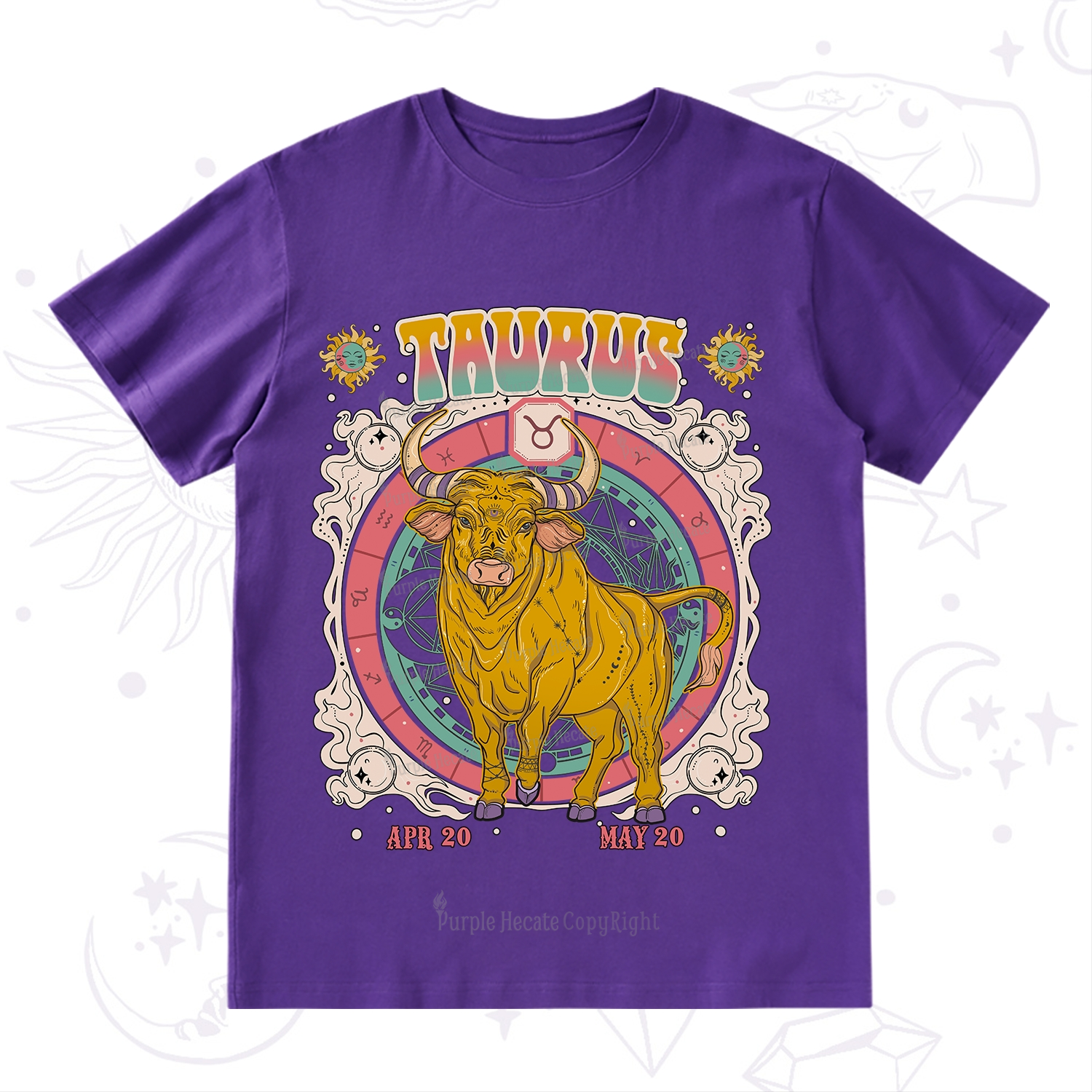 Purplehecate Taurus Cosmic Zodiac  T-Shirt