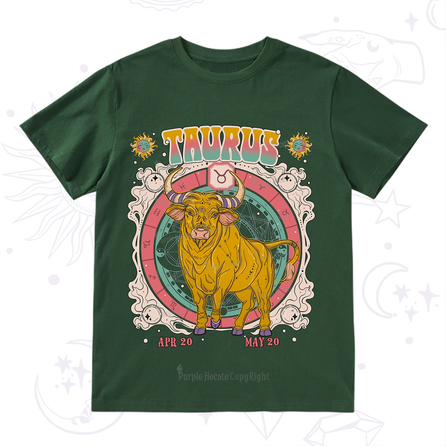 Purplehecate Taurus Cosmic Zodiac  T-Shirt
