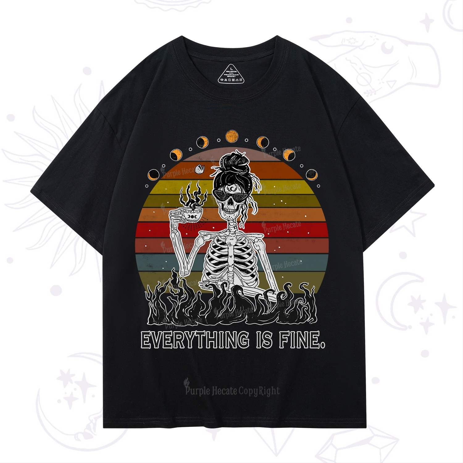 Purplehecate Everything Is Fine Skeleton T-Shirt