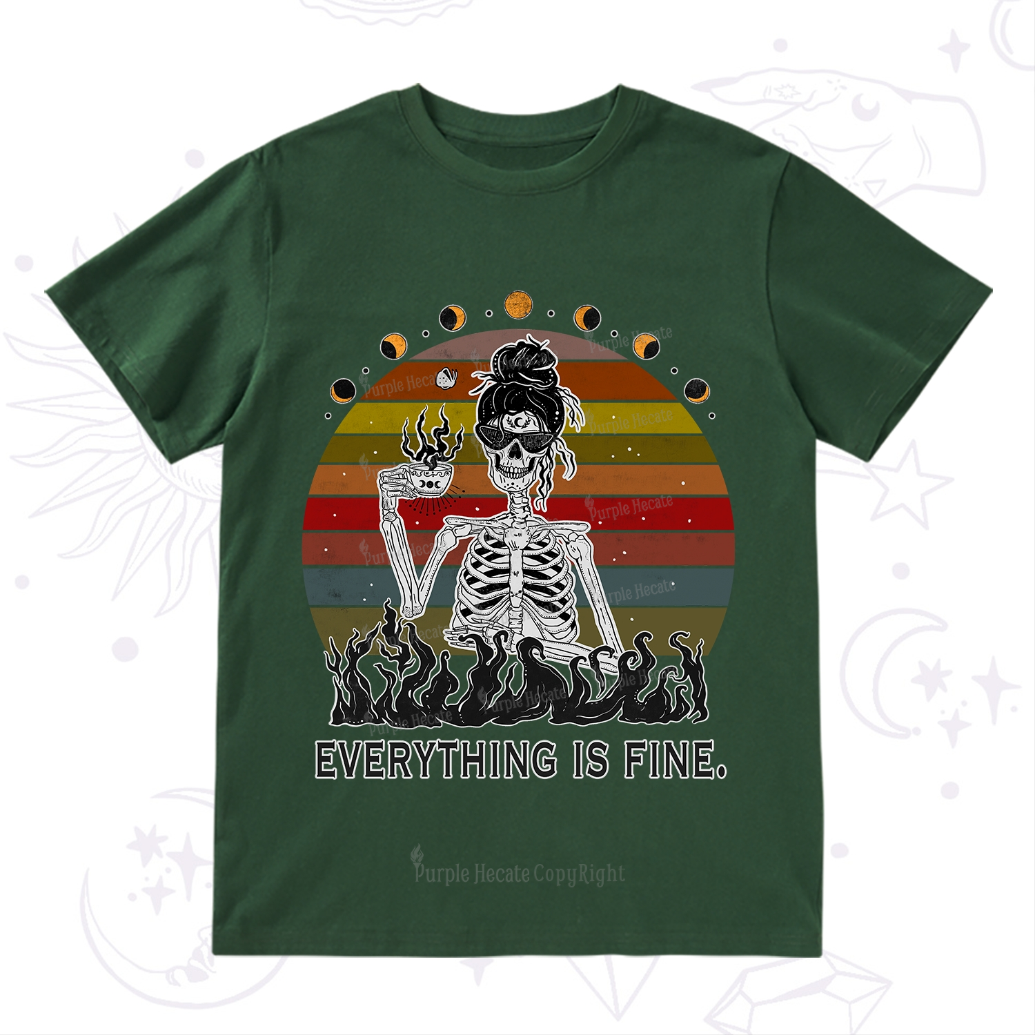 Purplehecate Everything Is Fine Skeleton T-Shirt