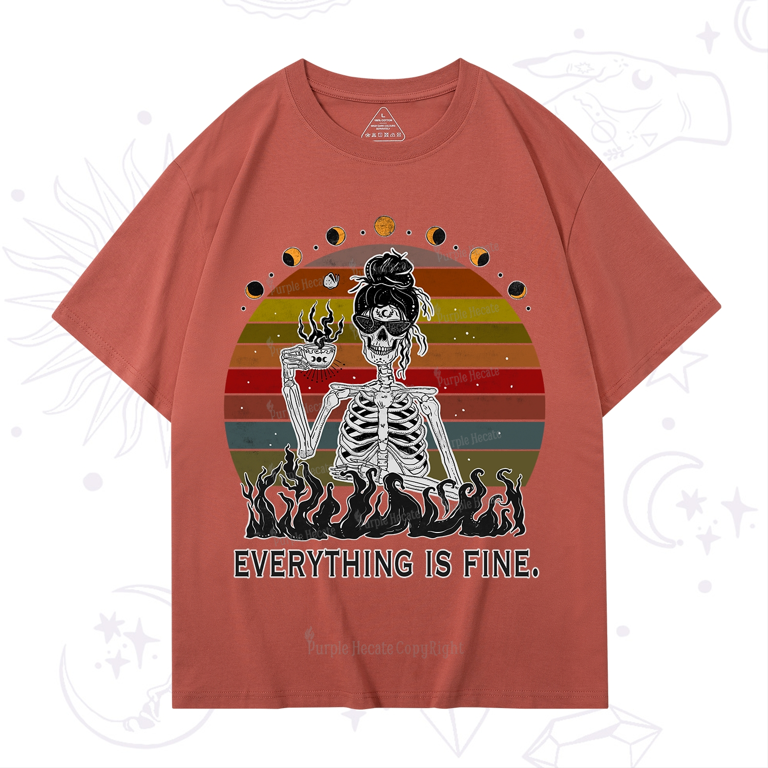 Purplehecate Everything Is Fine Skeleton T-Shirt