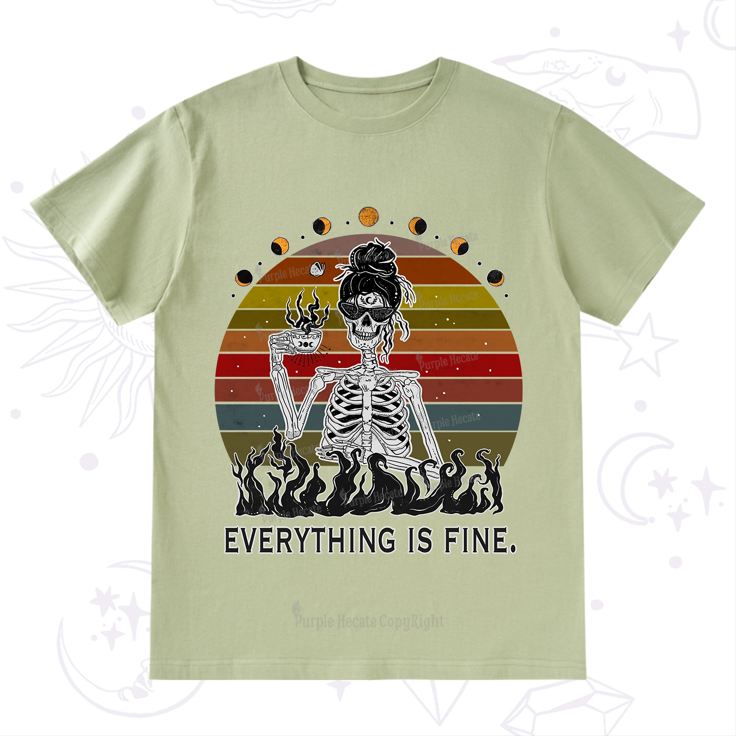 Purplehecate Everything Is Fine Skeleton T-Shirt