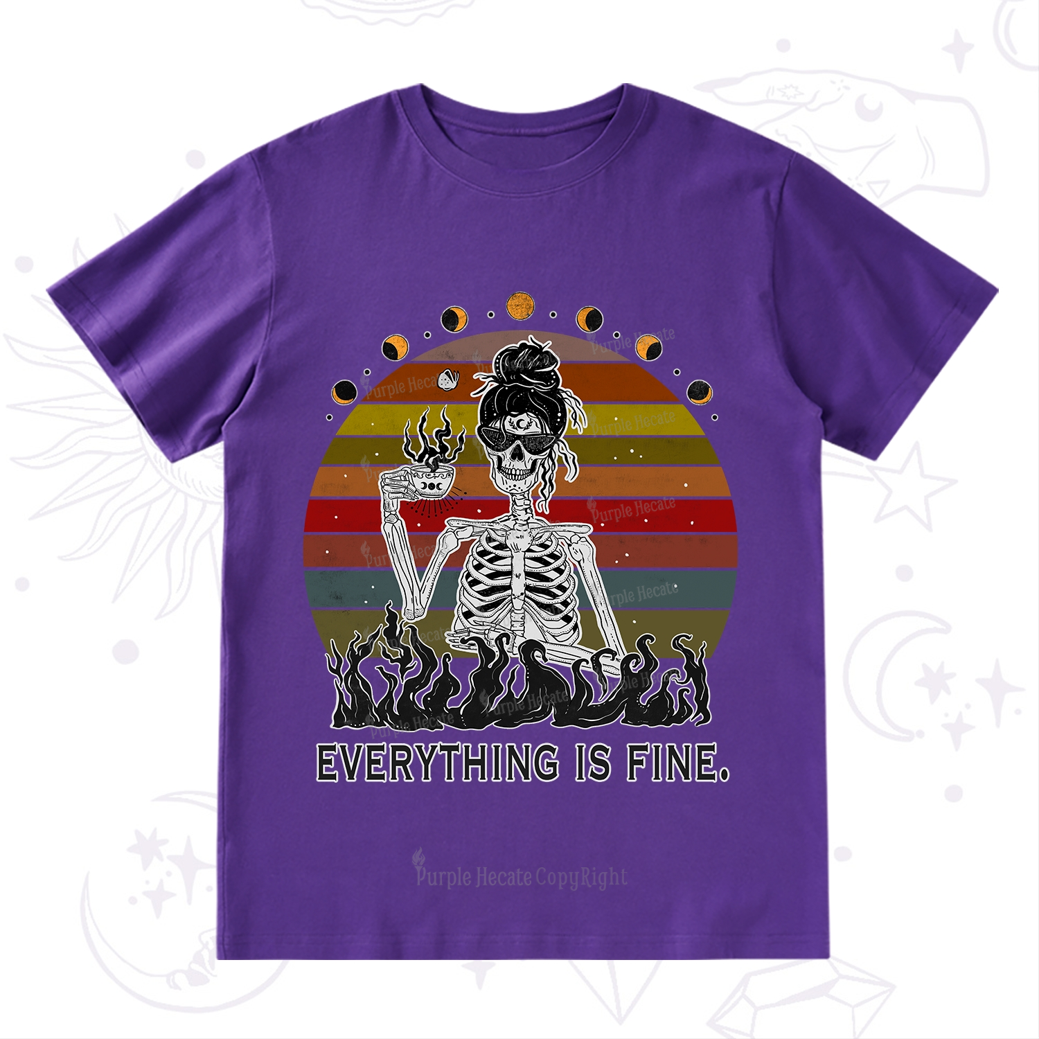 Purplehecate Everything Is Fine Skeleton T-Shirt