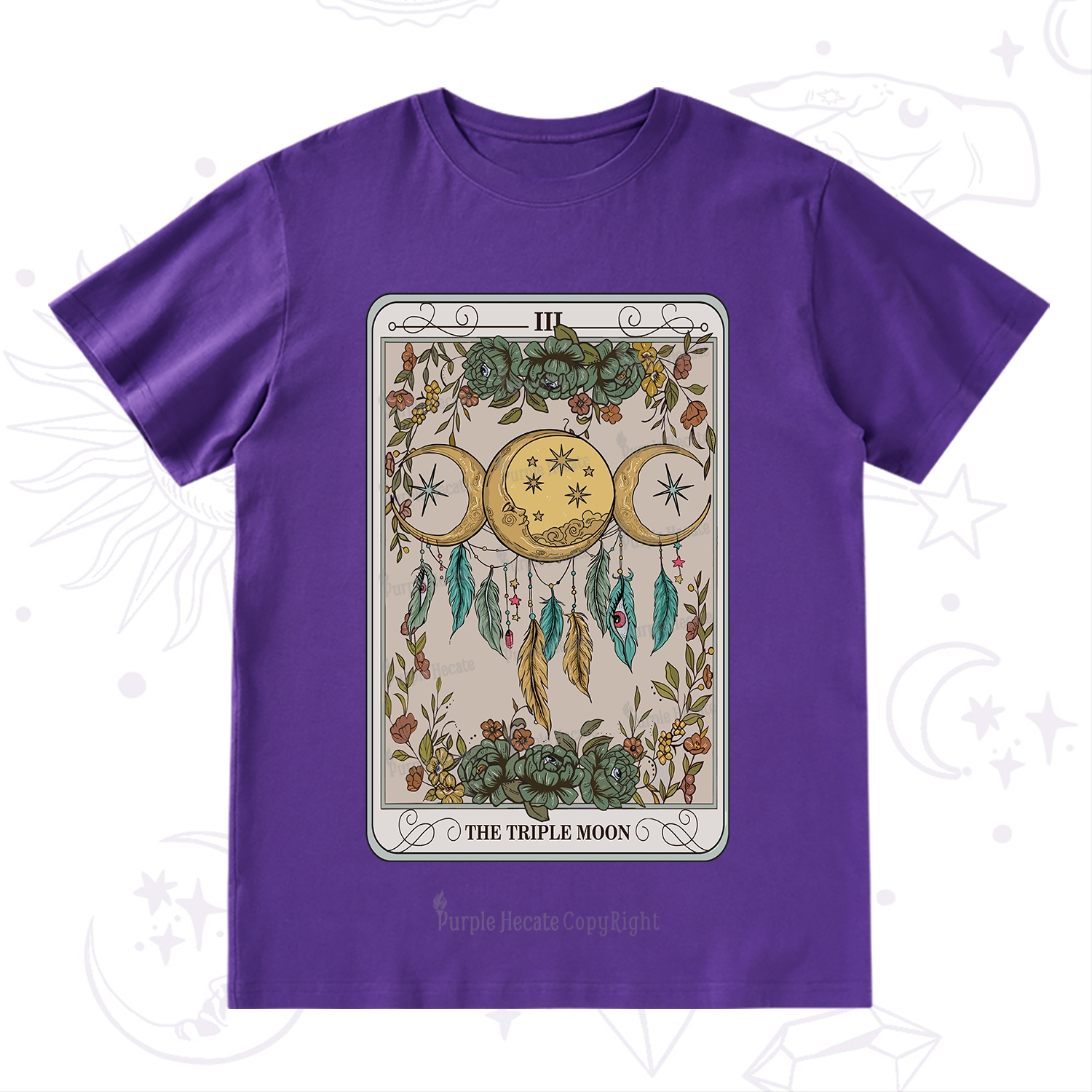 Purplehecate The Triple Moon Tarot Card T-Shirt