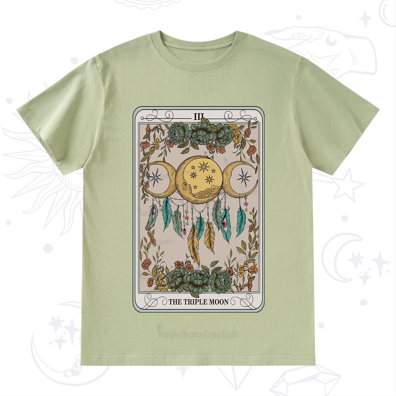 Purplehecate The Triple Moon Tarot Card T-Shirt