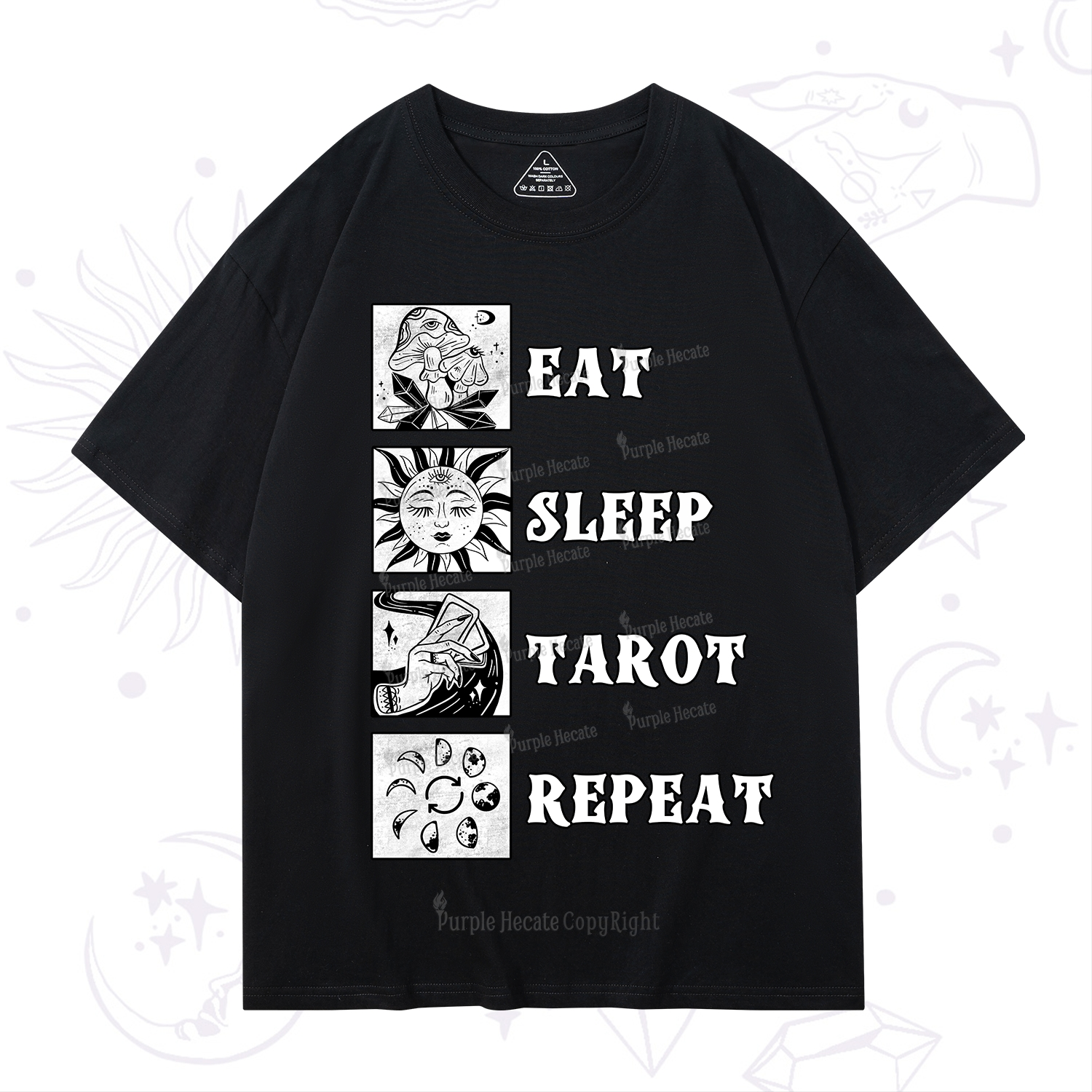 Purplehecate Eat Sleep Tarot Repeat T-Shirt