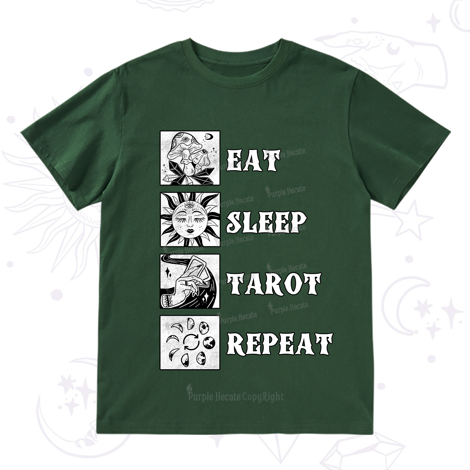 Purplehecate Eat Sleep Tarot Repeat T-Shirt