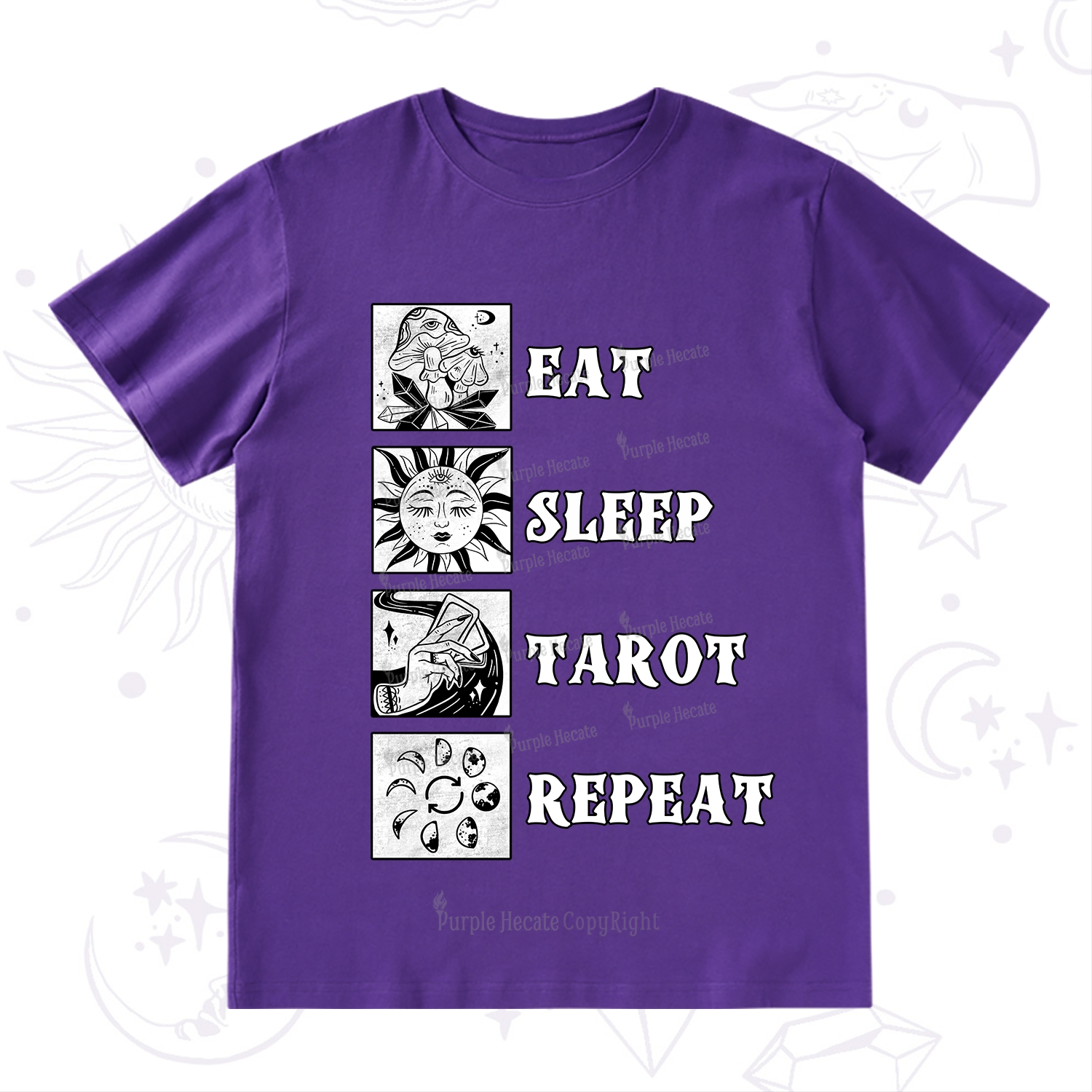 Purplehecate Eat Sleep Tarot Repeat T-Shirt