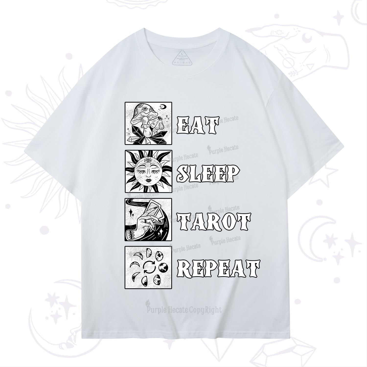 Purplehecate Eat Sleep Tarot Repeat T-Shirt
