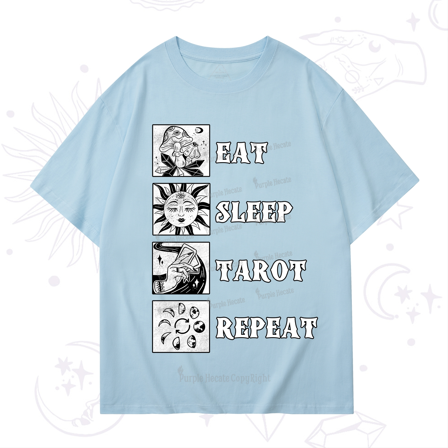 Purplehecate Eat Sleep Tarot Repeat T-Shirt