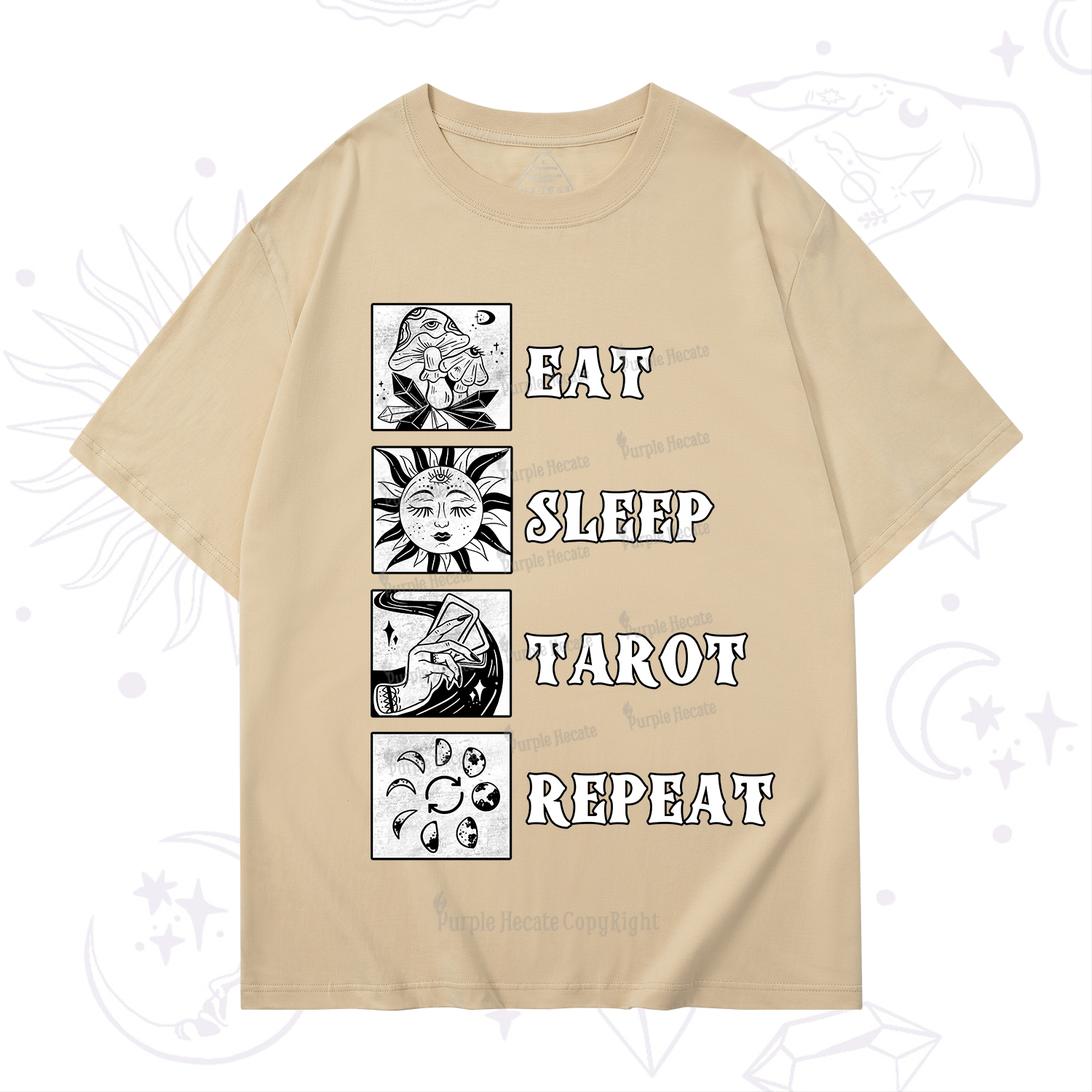 Purplehecate Eat Sleep Tarot Repeat T-Shirt