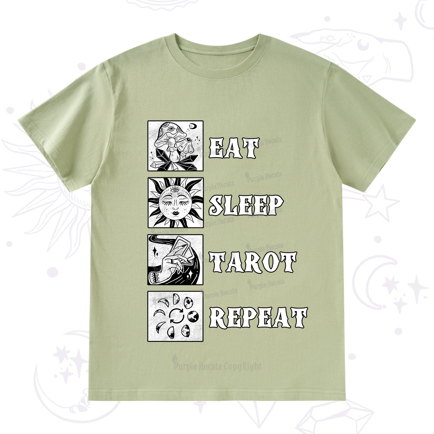 Purplehecate Eat Sleep Tarot Repeat T-Shirt