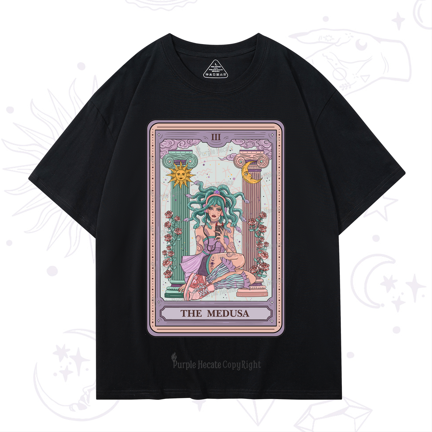 Purplehecate The Fashionable Medusa Tarot Card T-Shirt