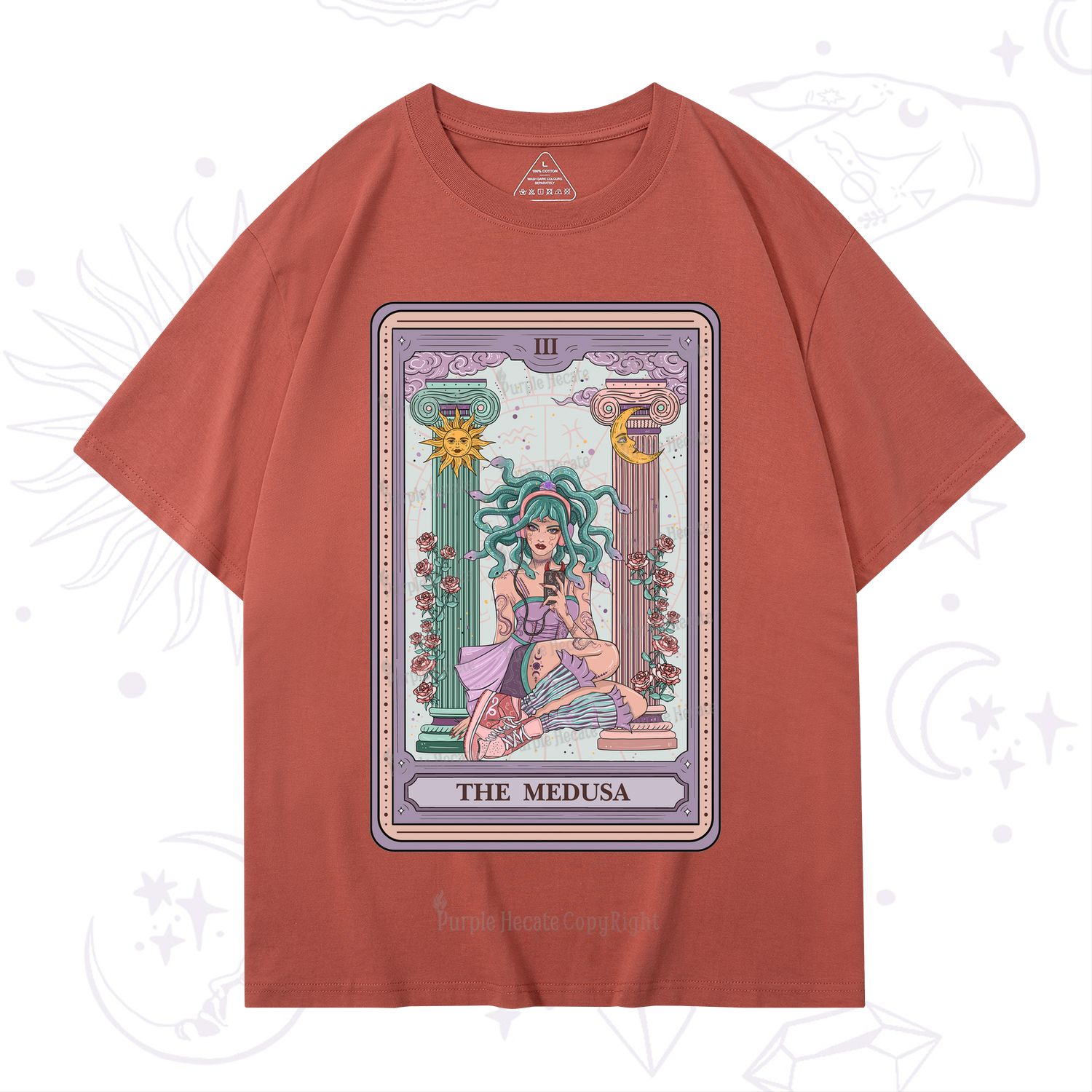 Purplehecate The Fashionable Medusa Tarot Card T-Shirt
