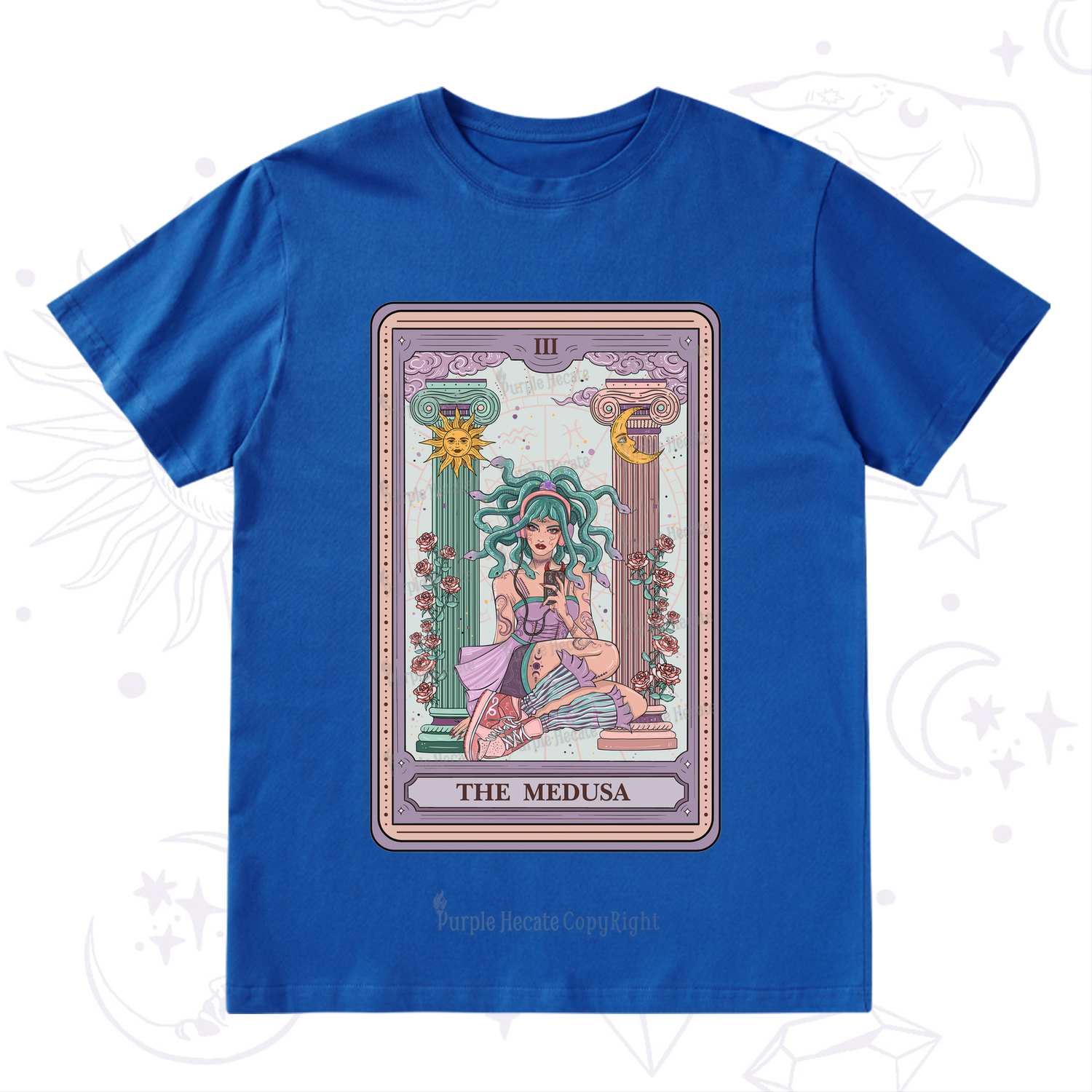 Purplehecate The Fashionable Medusa Tarot Card T-Shirt