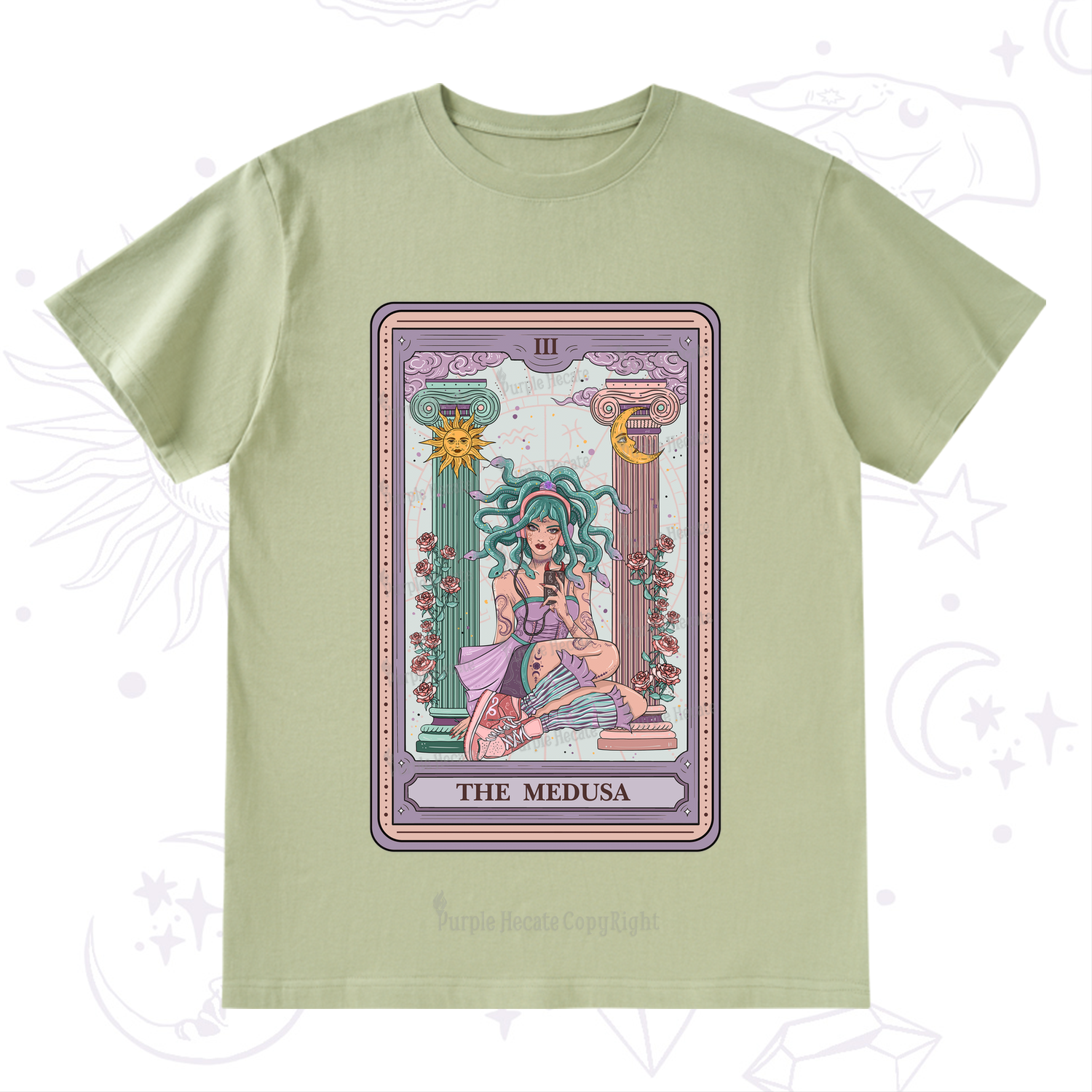 Purplehecate The Fashionable Medusa Tarot Card T-Shirt