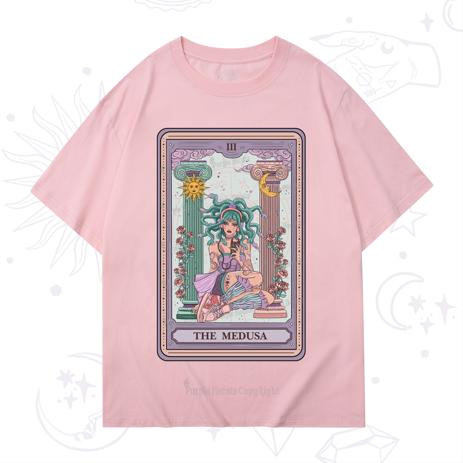 Purplehecate The Fashionable Medusa Tarot Card T-Shirt