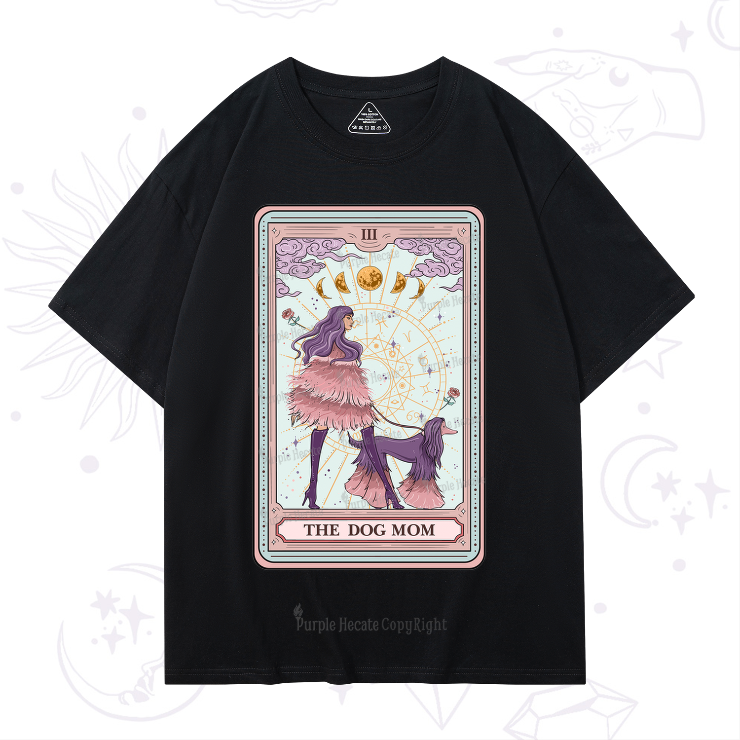 Purplehecate The Fashionable Dog Mom Tarot Card T-Shirt