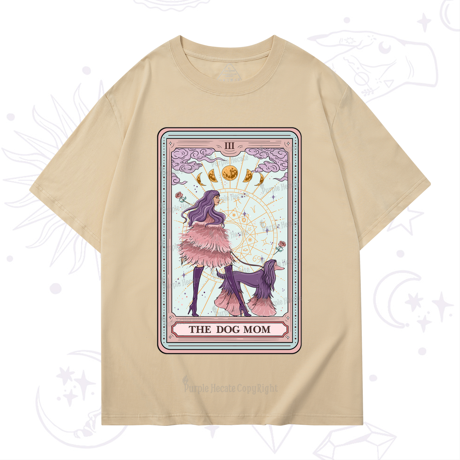 Purplehecate The Fashionable Dog Mom Tarot Card T-Shirt