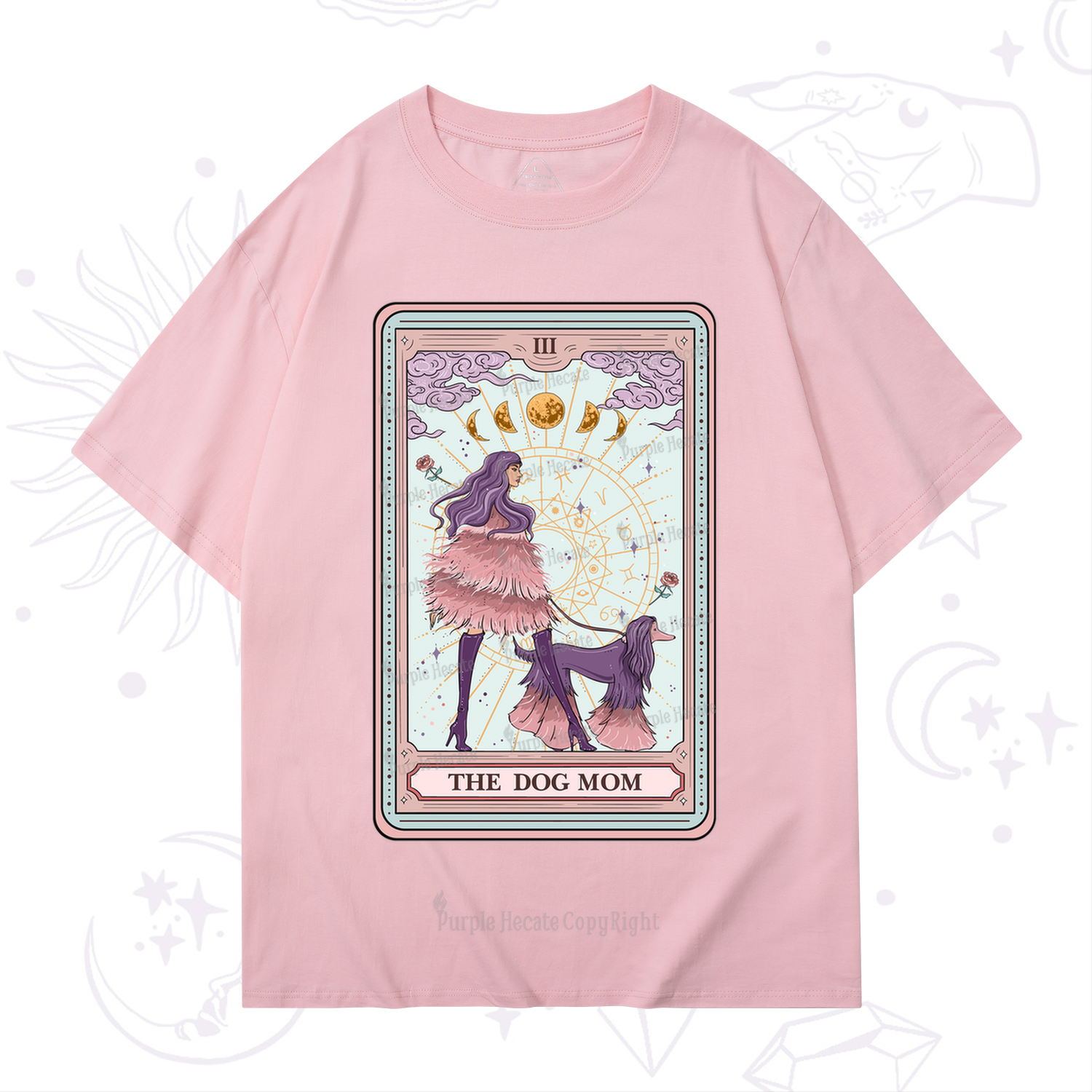 Purplehecate The Fashionable Dog Mom Tarot Card T-Shirt