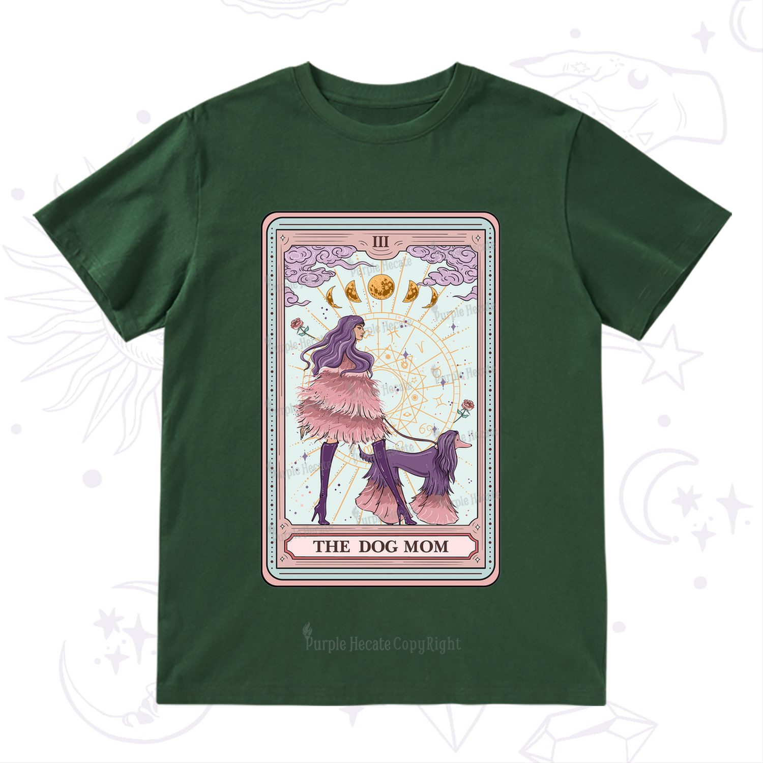 Purplehecate The Fashionable Dog Mom Tarot Card T-Shirt
