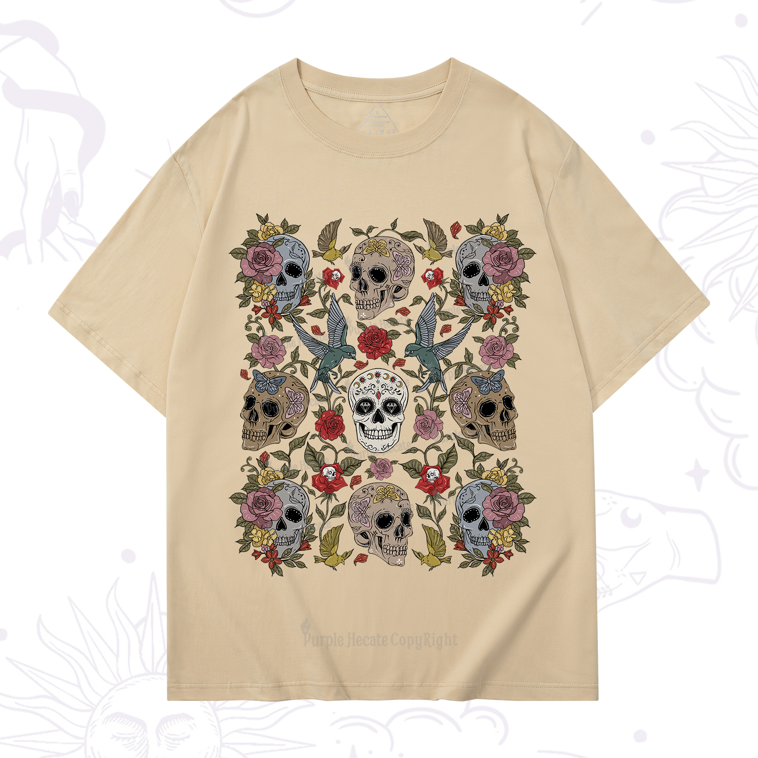 Purplehecate Skull Floral T-Shirt